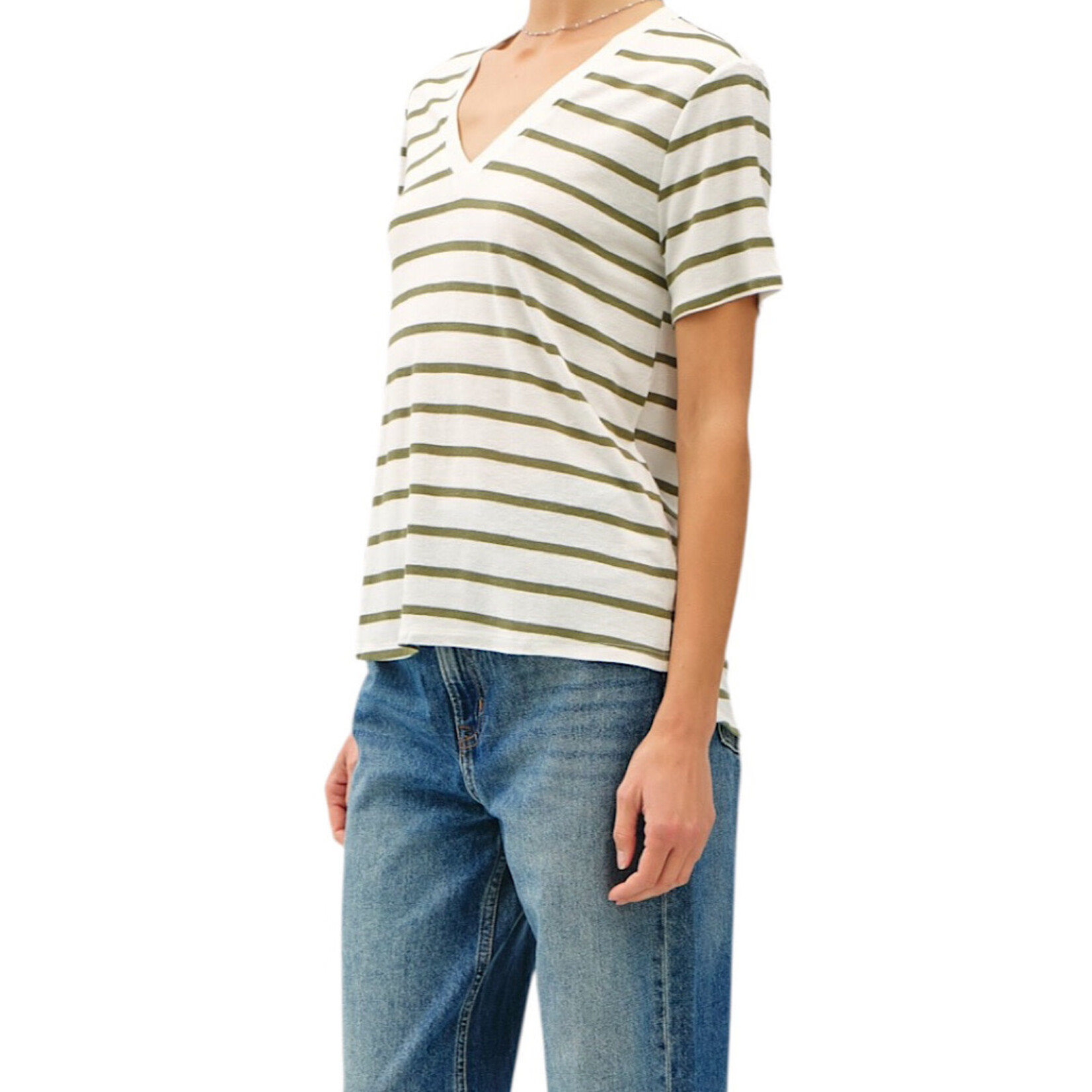 Dark Forest Striped V-Neck Tee