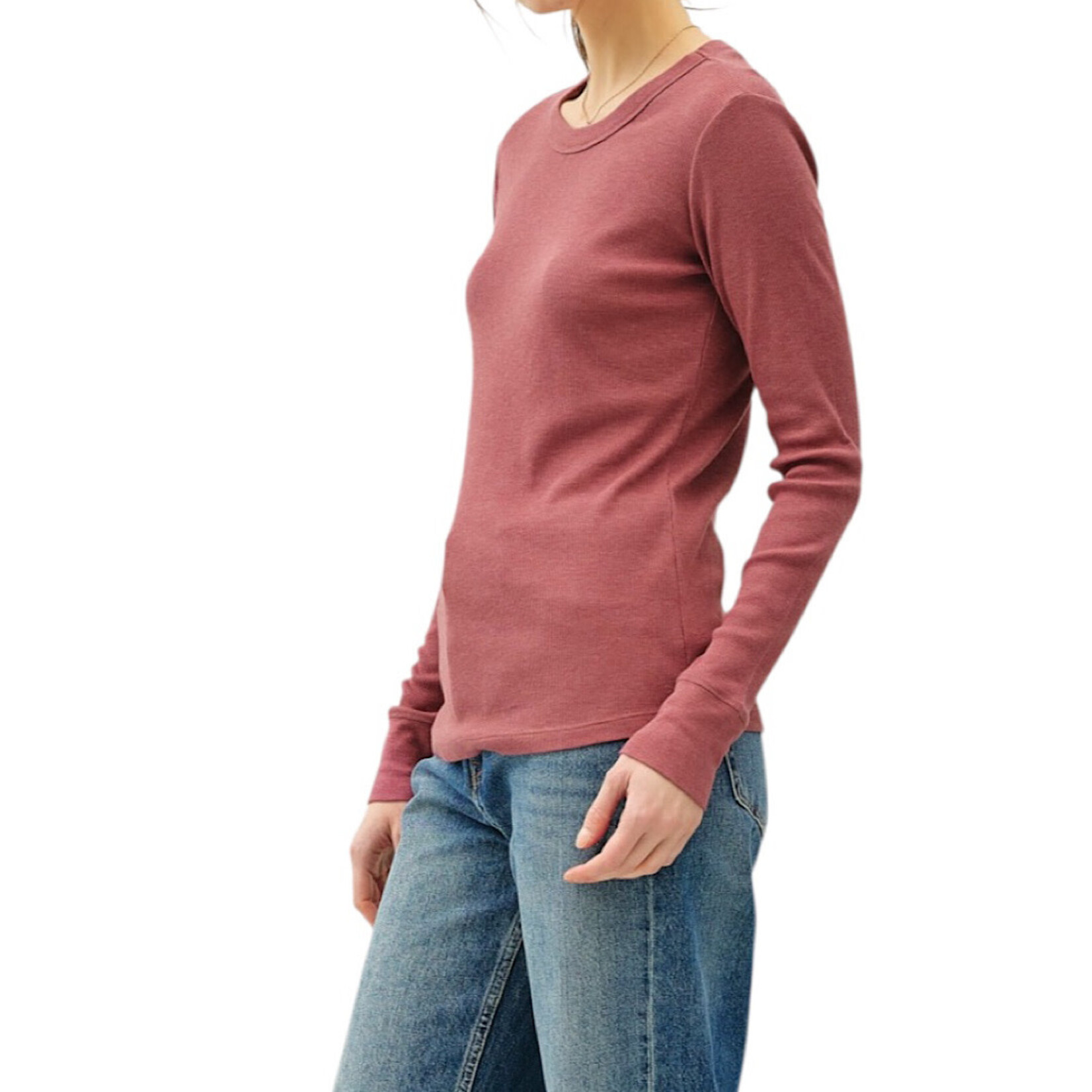 Burgundy Classic Ribbed Long Sleeve Top