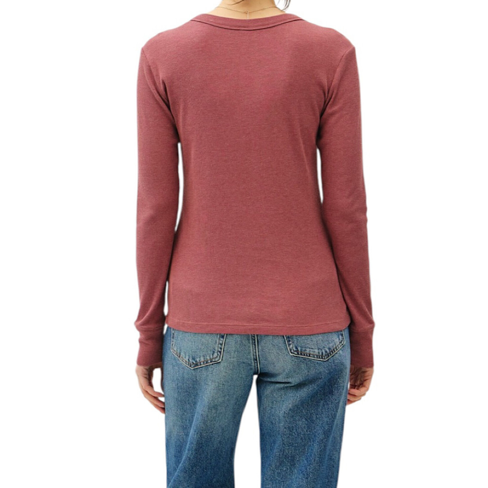 Burgundy Classic Ribbed Long Sleeve Top