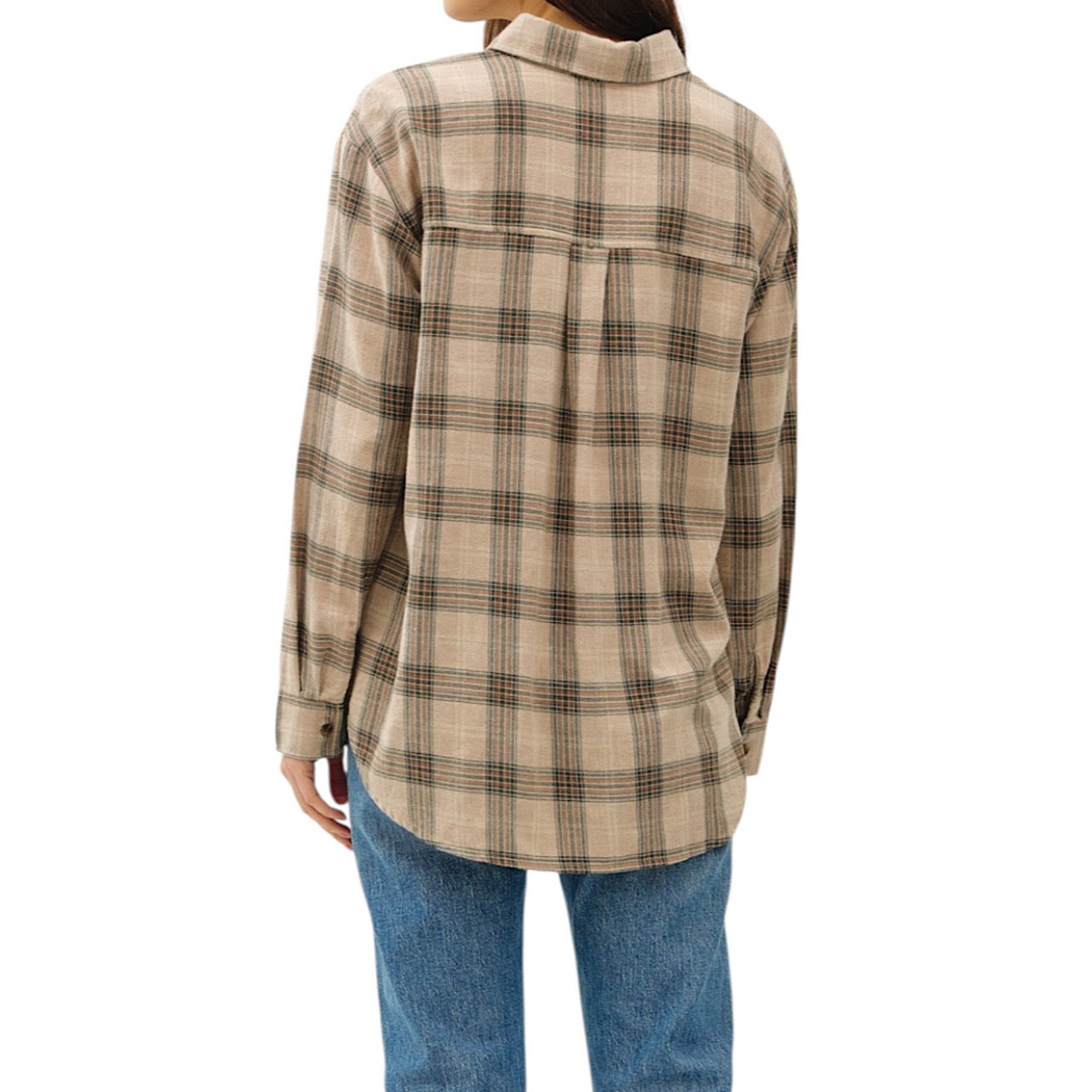 Mushroom Classic Plaid Long Sleeve Button Up Top