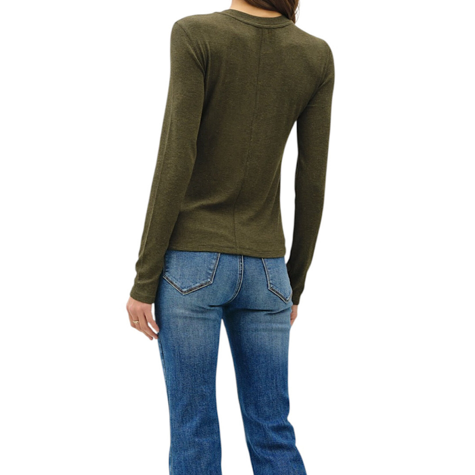 Winter Forest Ribbed Classic Crewneck Long Sleeve Top
