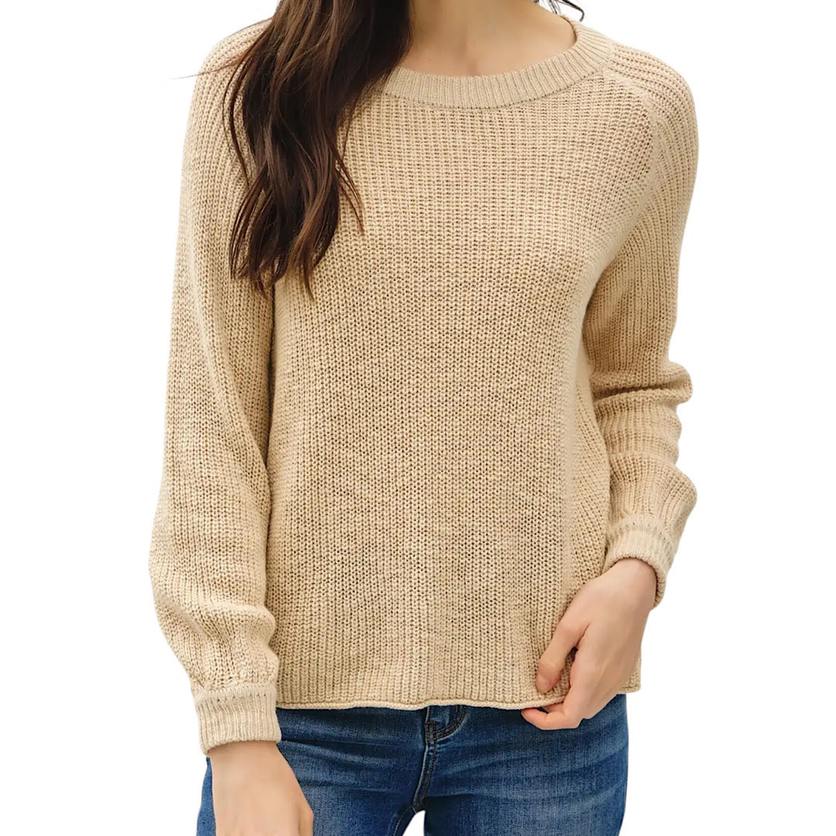 Natural Chunky Knit Long Sleeve Sweater Top