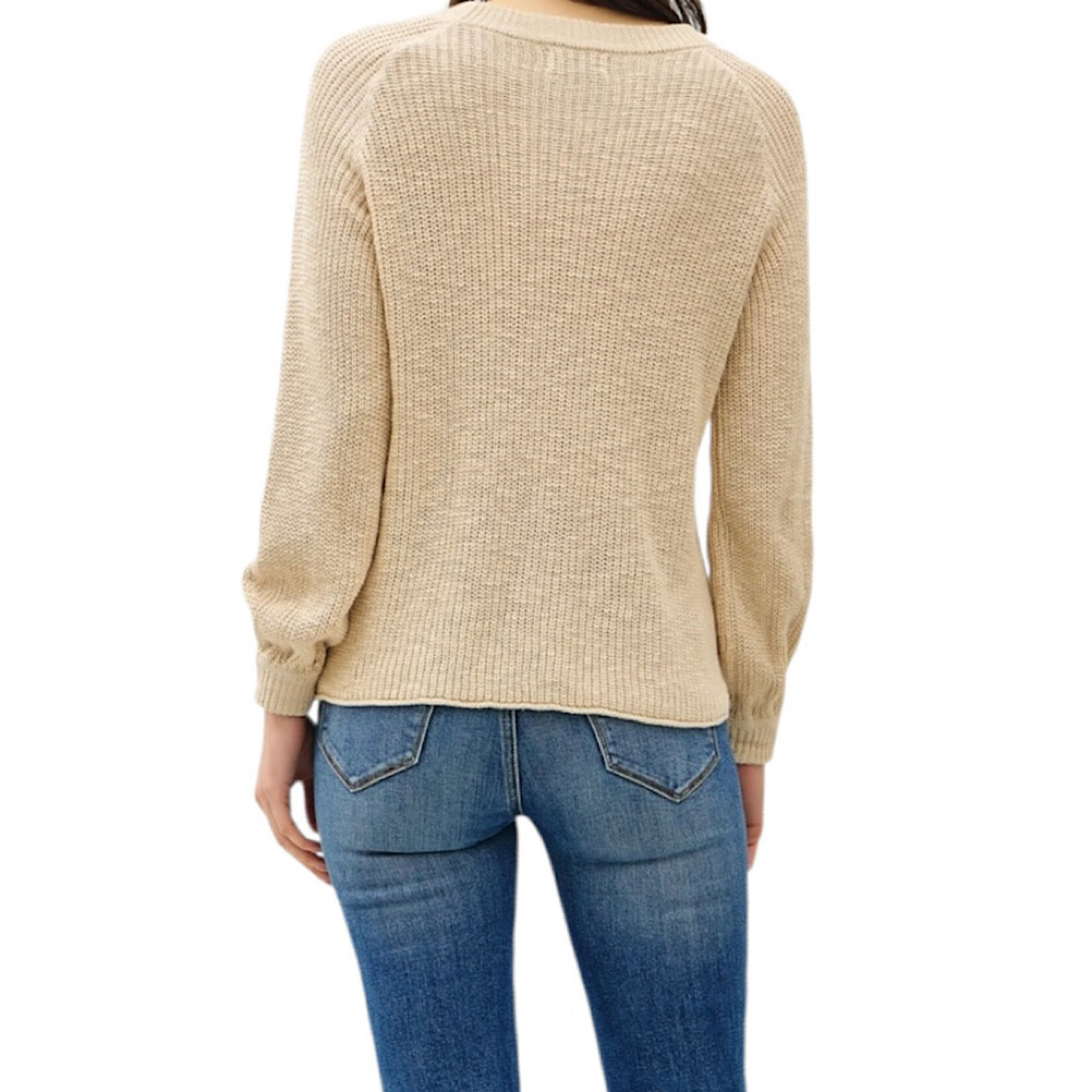 Natural Chunky Knit Long Sleeve Sweater Top