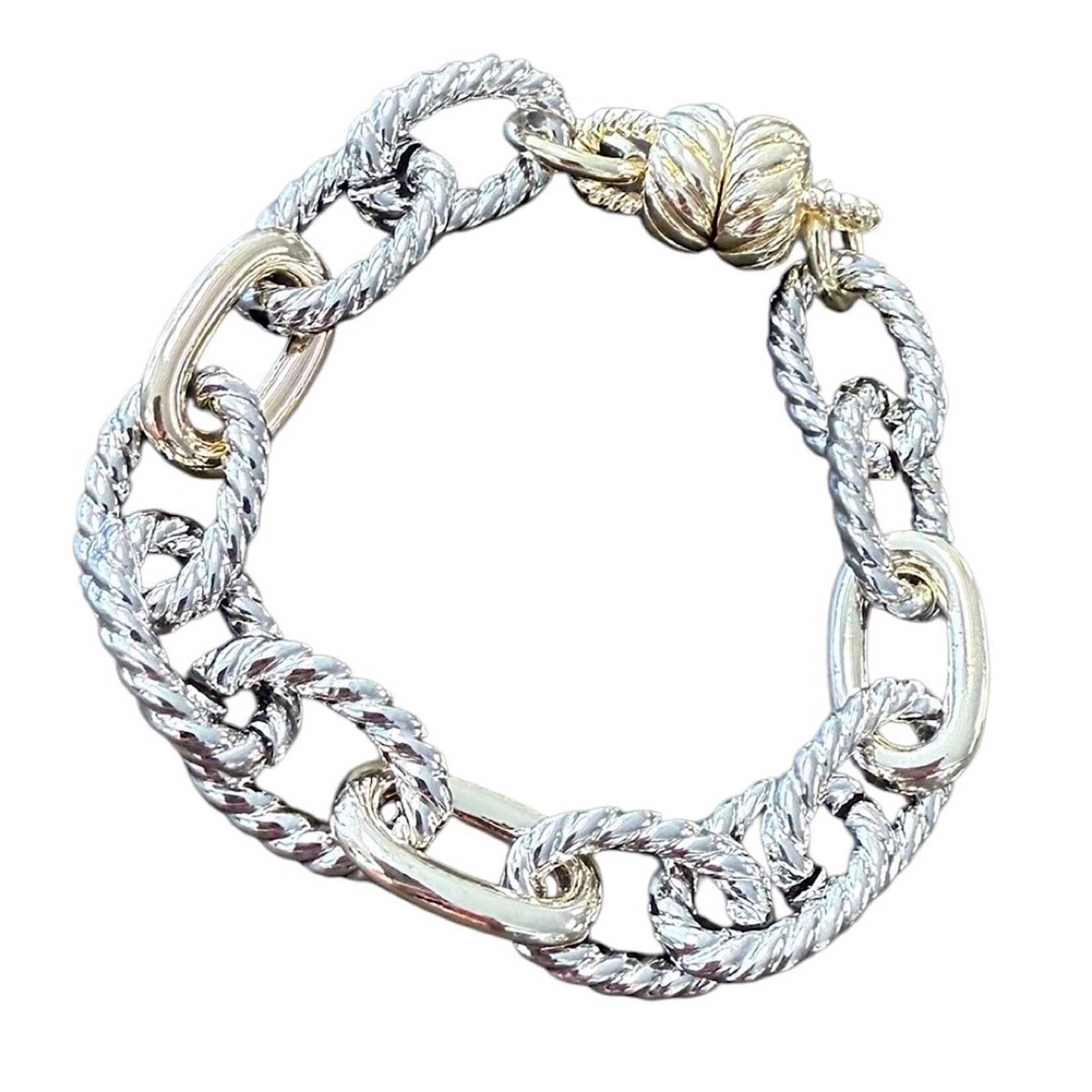 14K Gold Plated Twisted Two Tone Chain Bracelet
