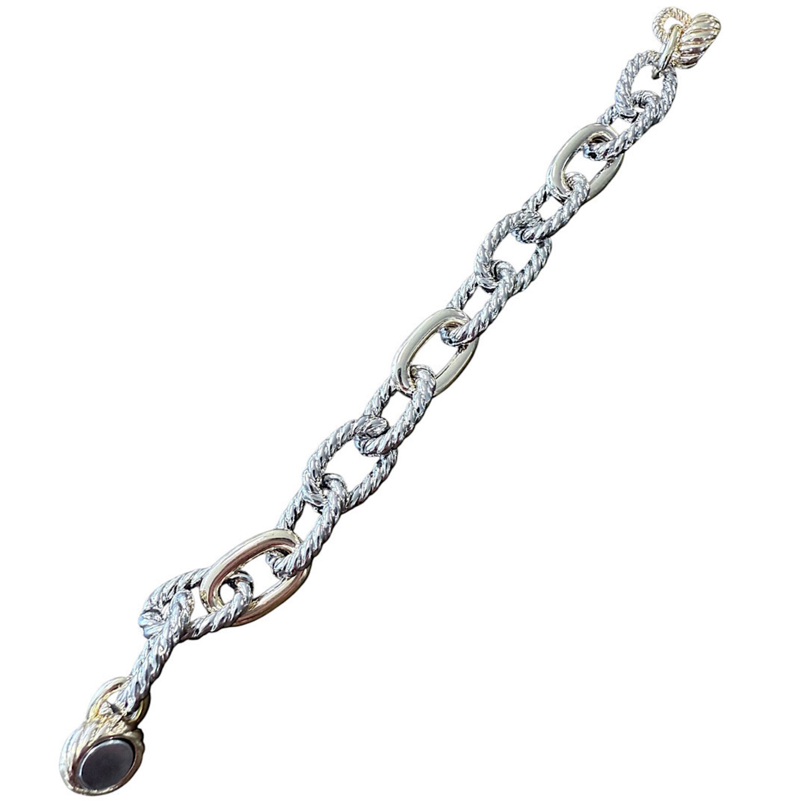14K Gold Plated Twisted Two Tone Chain Bracelet