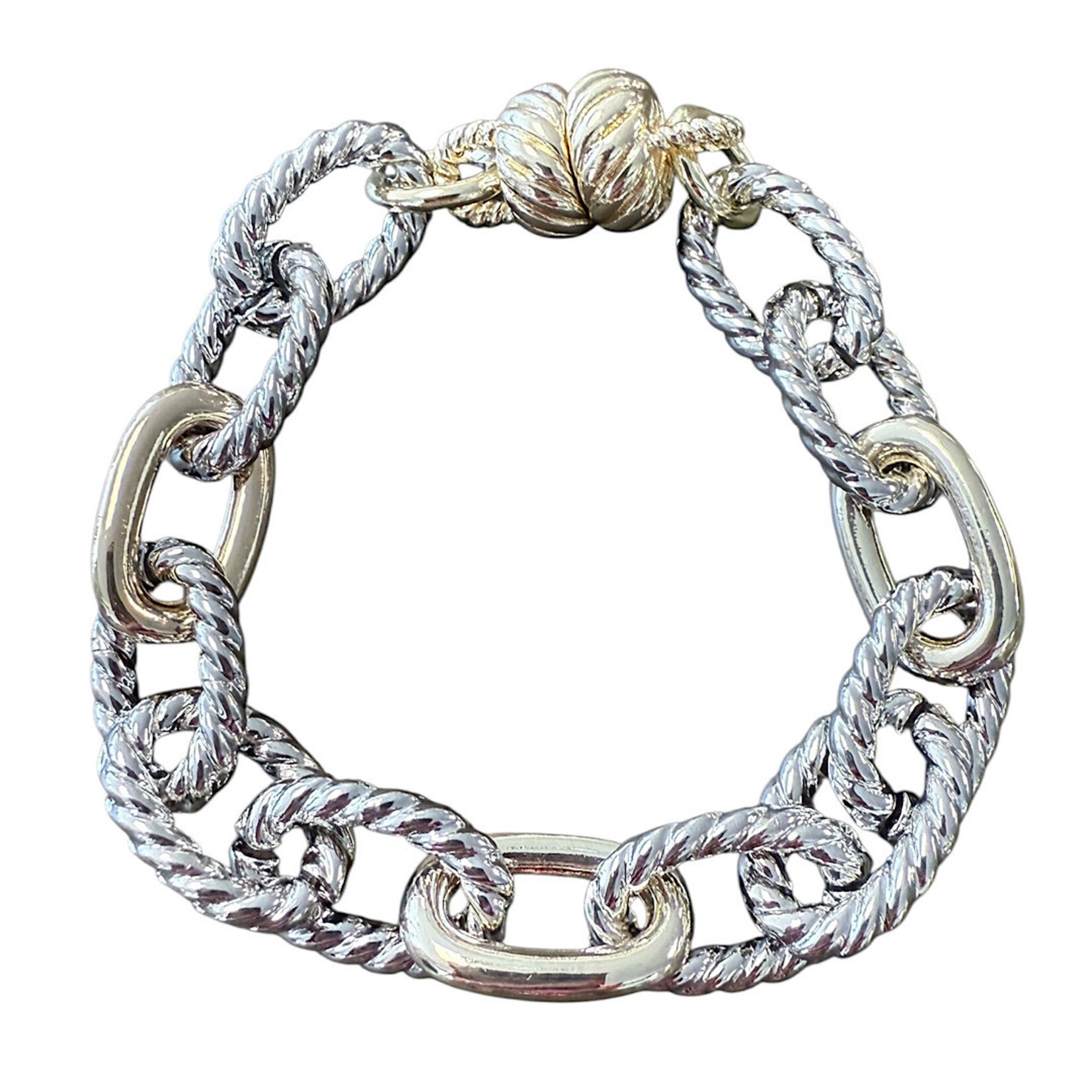 14K Gold Plated Twisted Two Tone Chain Bracelet