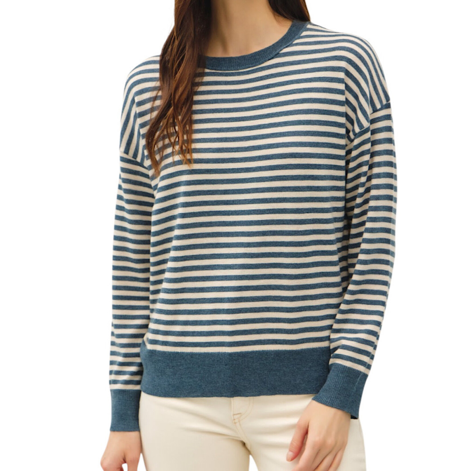 Teal Striped Sweater Top