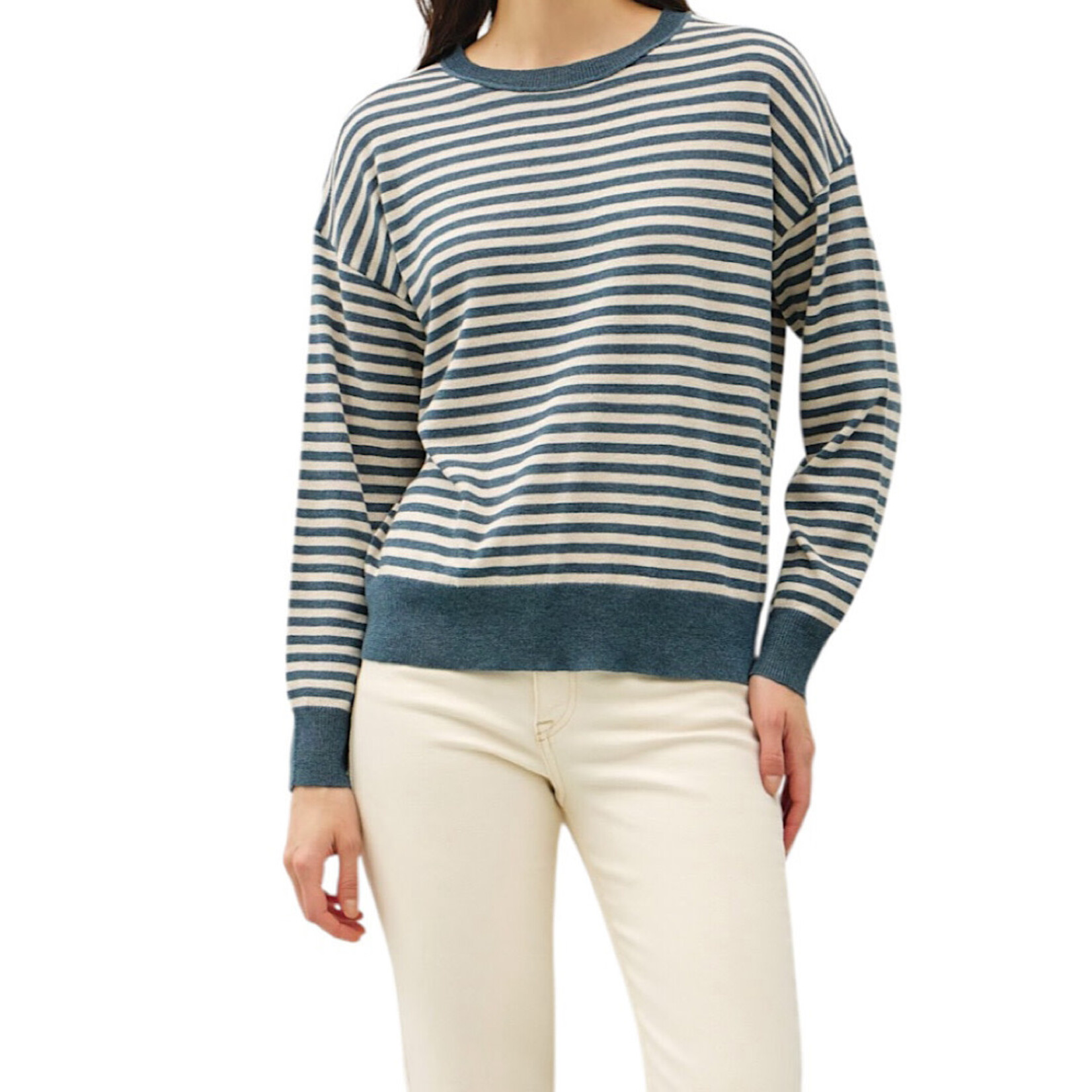 Teal Striped Sweater Top