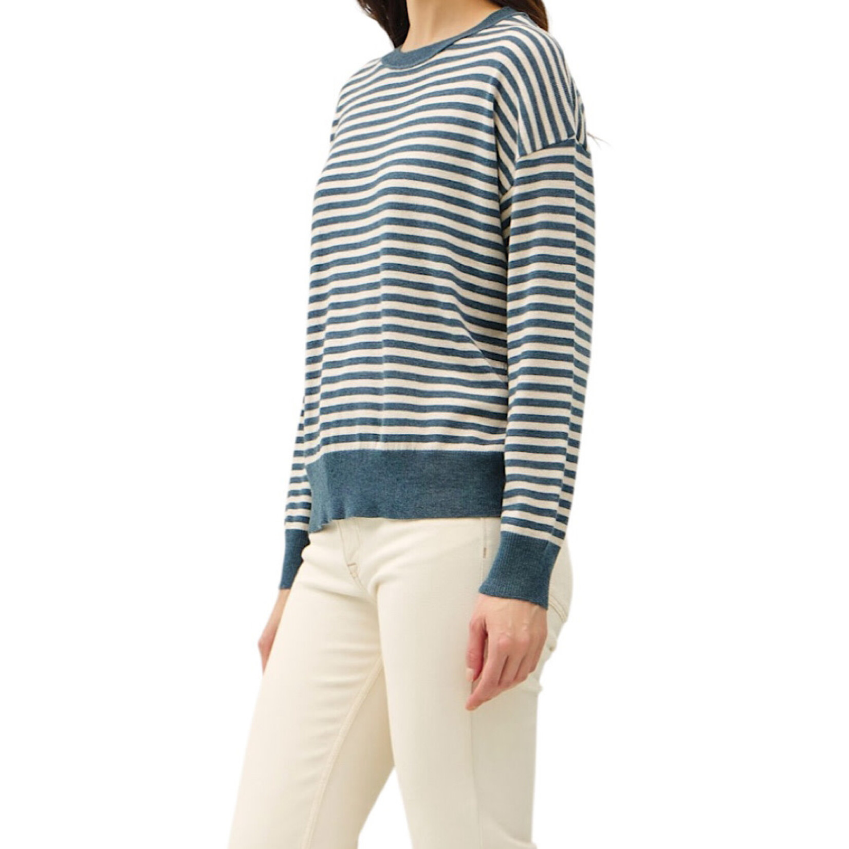 Teal Striped Sweater Top