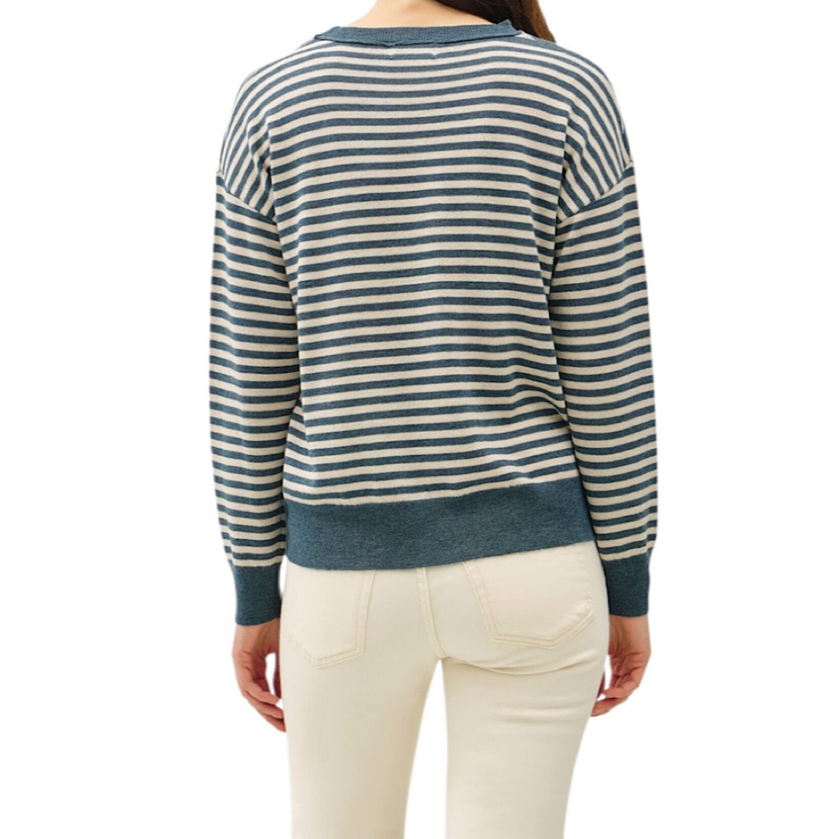 Teal Striped Sweater Top