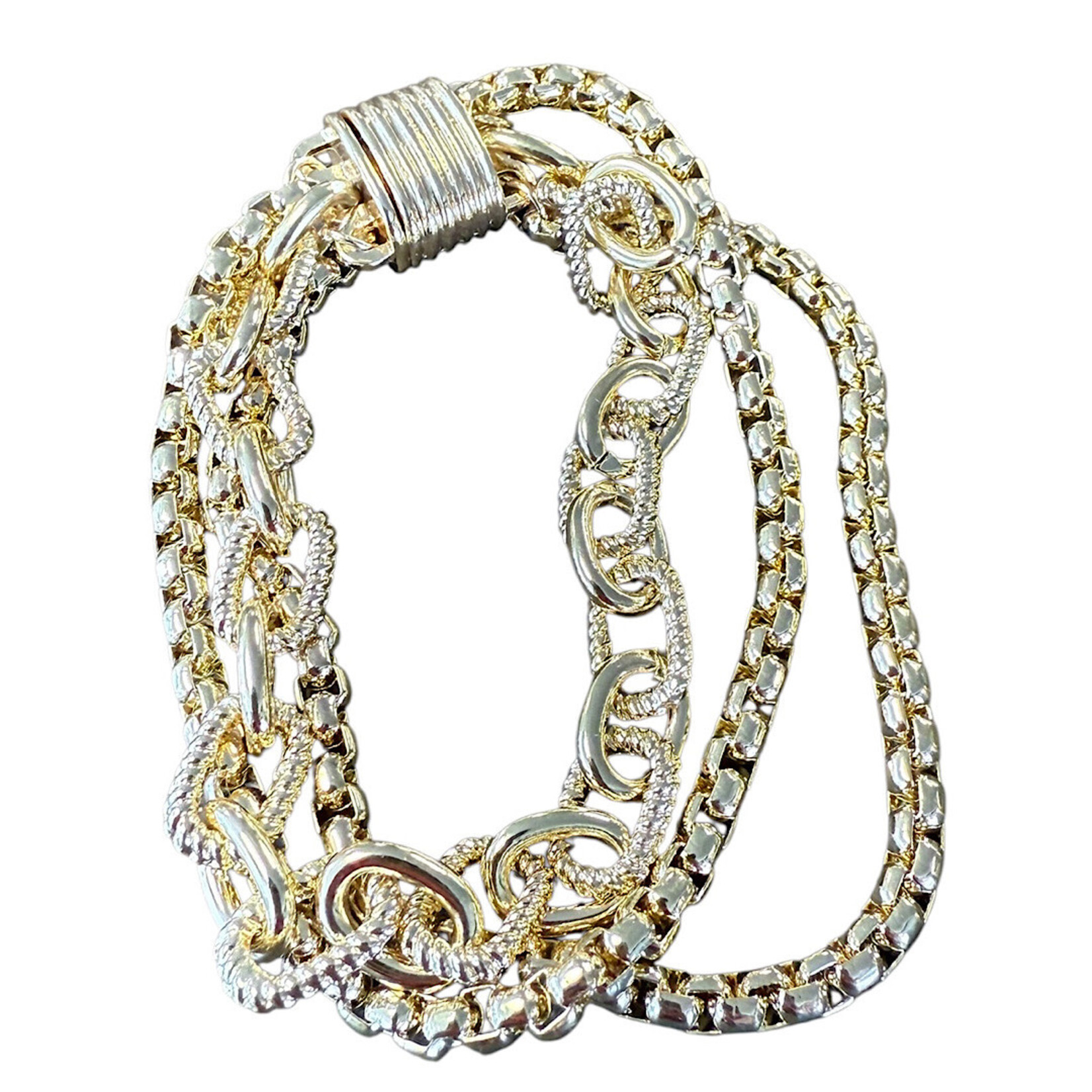 14K Gold Dipped Triple Chain Bracelet