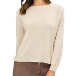 Oatmeal Classic Round Neck Long Sleeve Top