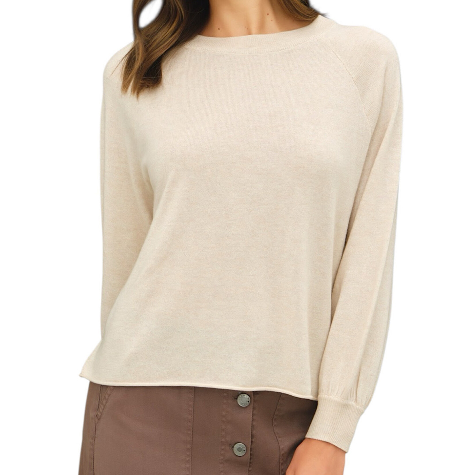 Oatmeal Classic Round Neck Long Sleeve Top