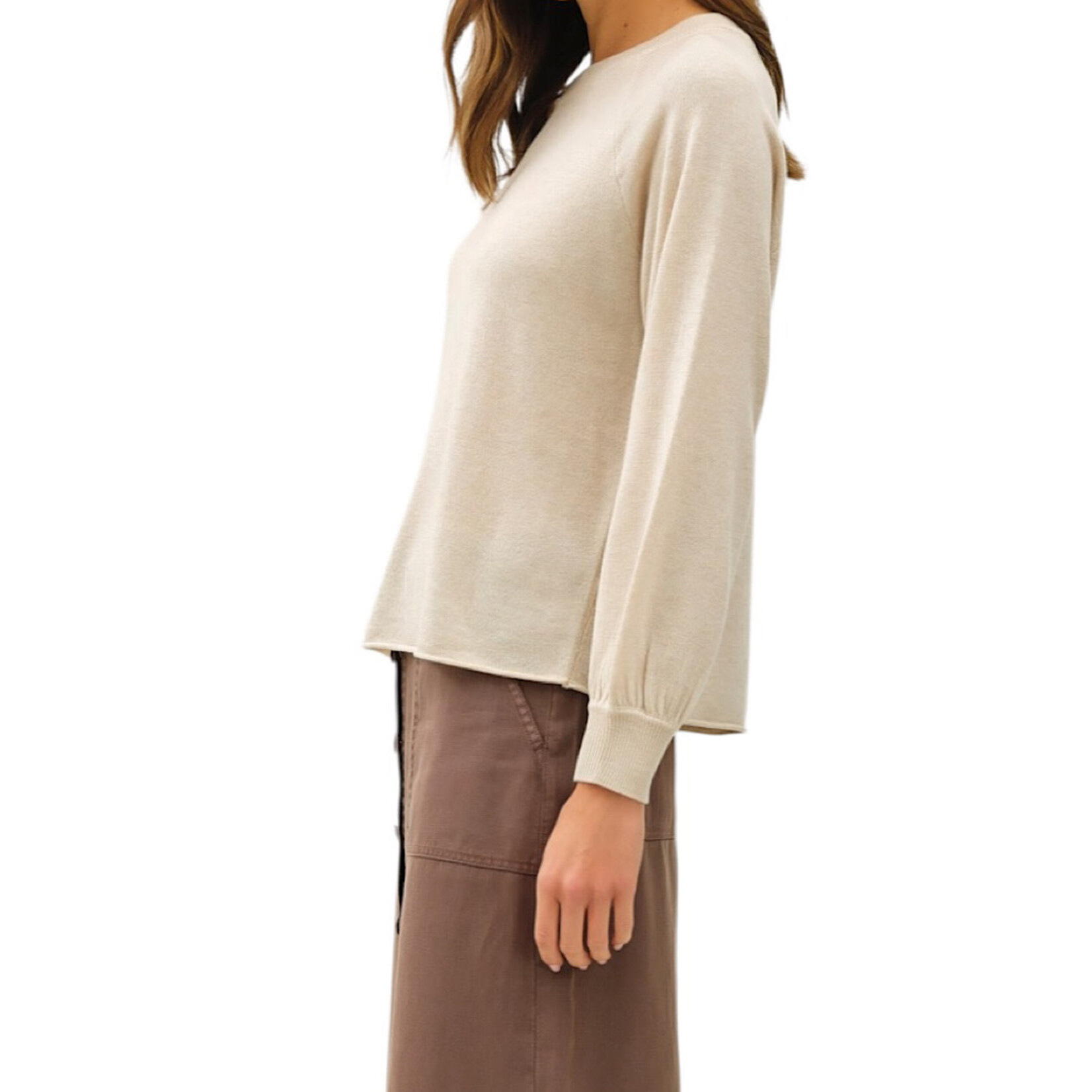 Oatmeal Classic Round Neck Long Sleeve Top