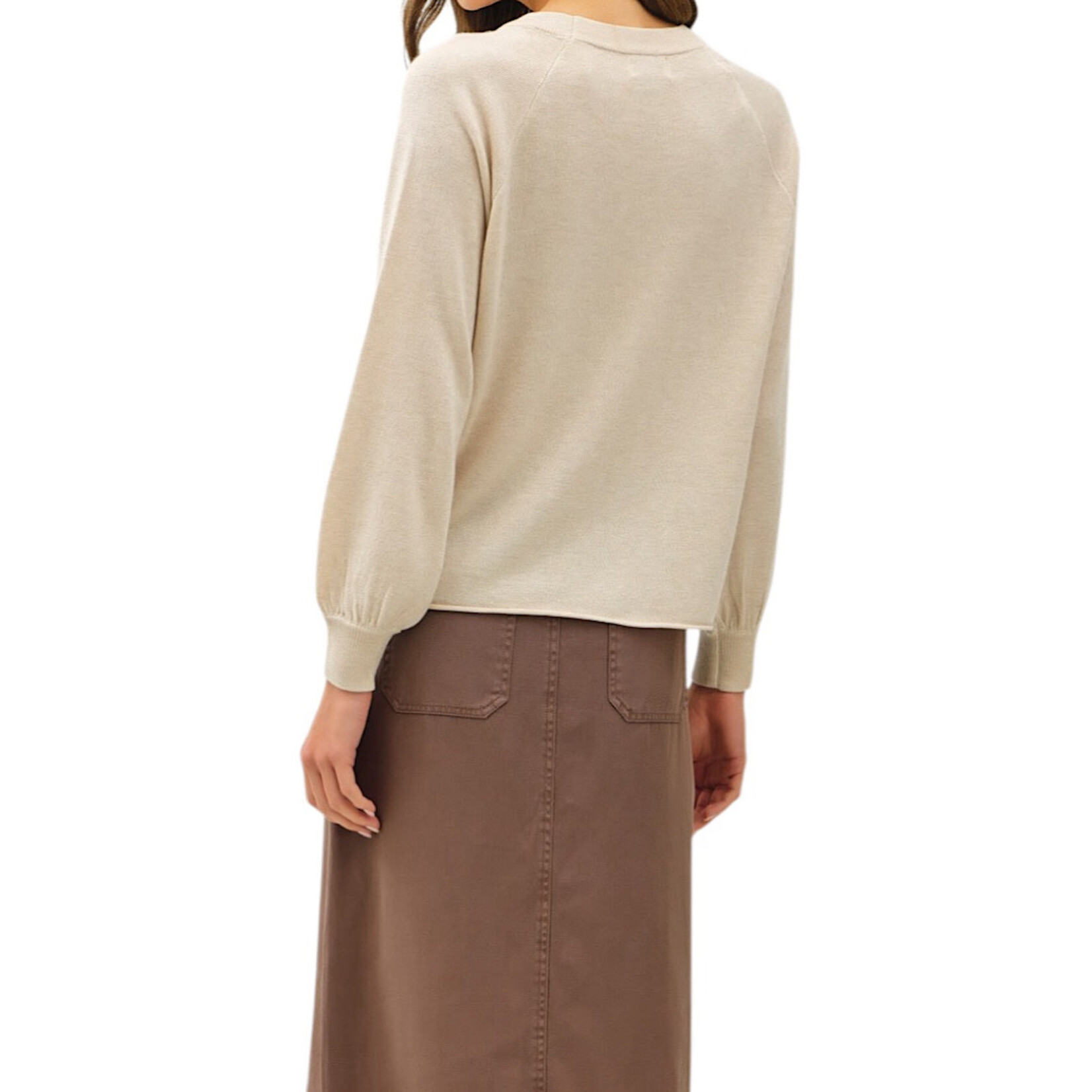 Oatmeal Classic Round Neck Long Sleeve Top