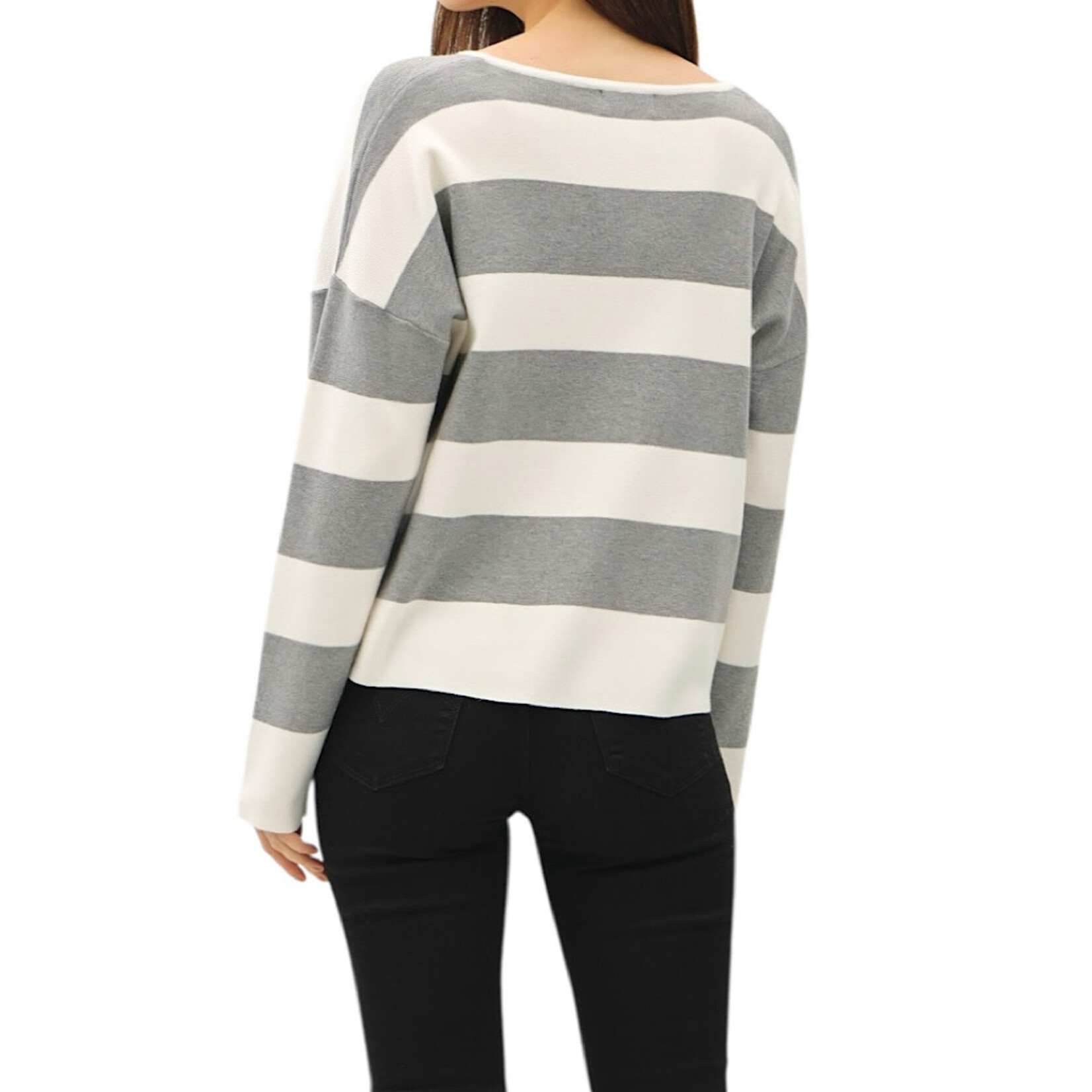 Heather Grey Striped Sweater Top