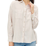 Natural Striped Button Up Top