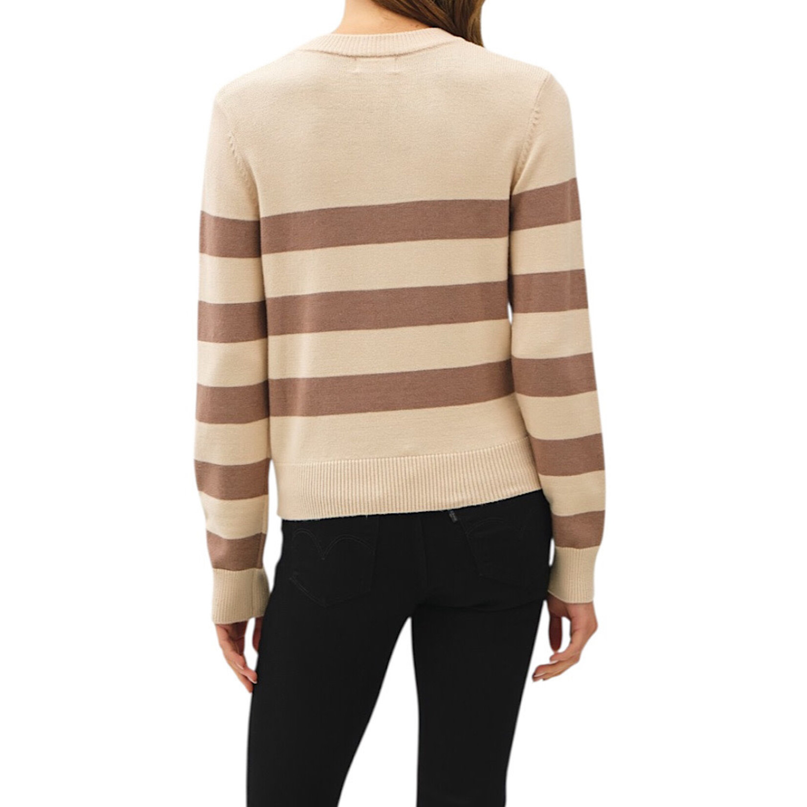 Taupe/ Mocha Cropped Long Sleeve Sweater Top