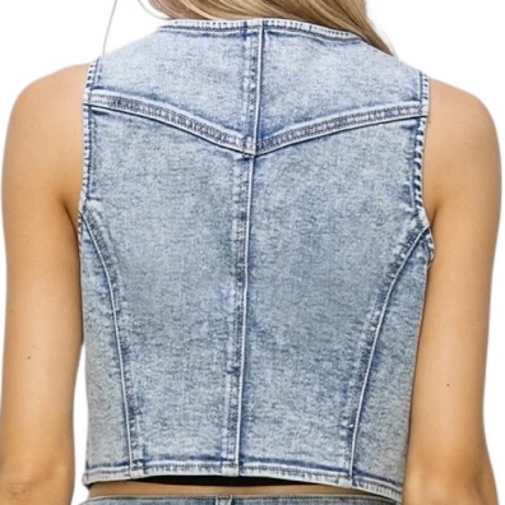 Risen Crop Denim Vest S