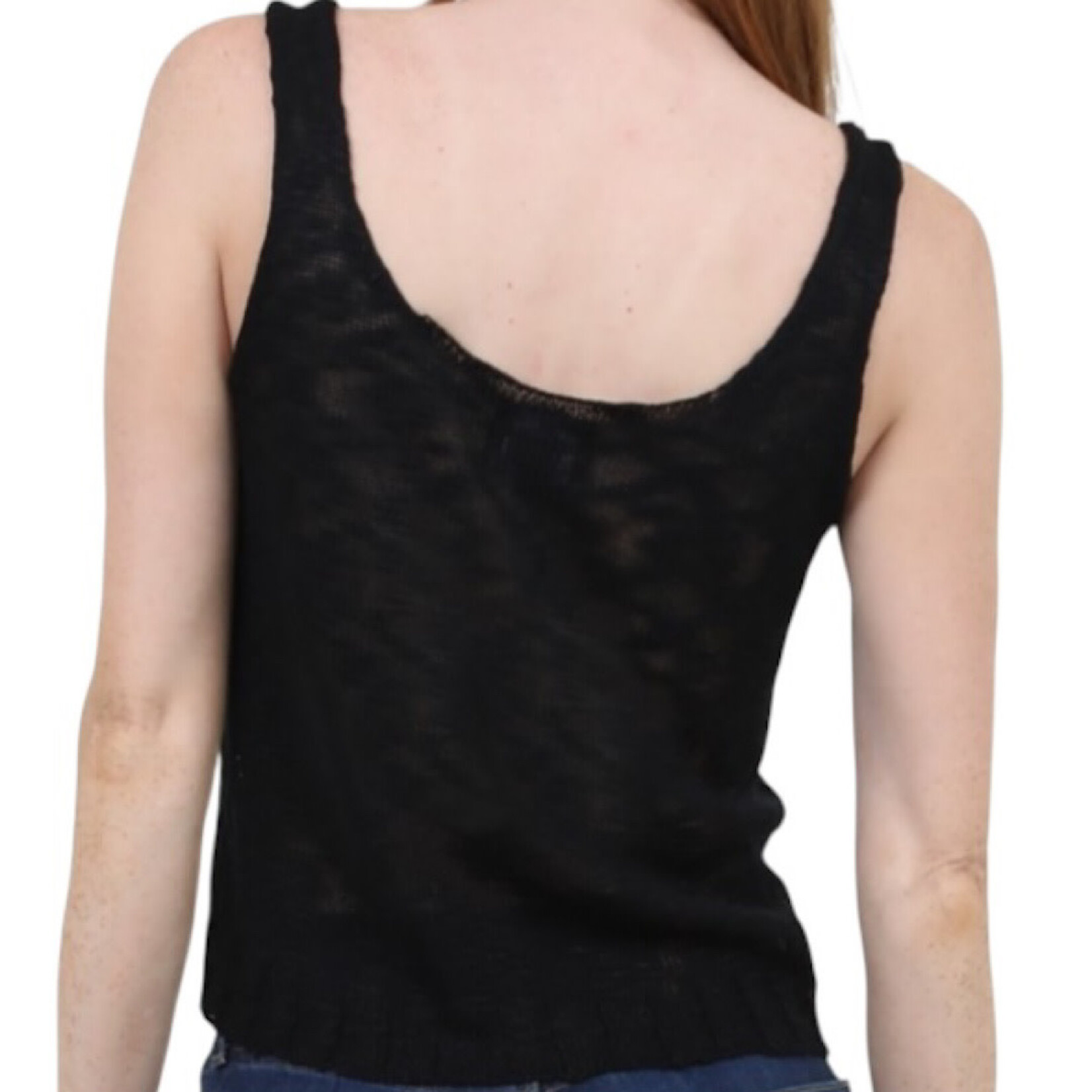 Black Slubby Knit Tank Top S