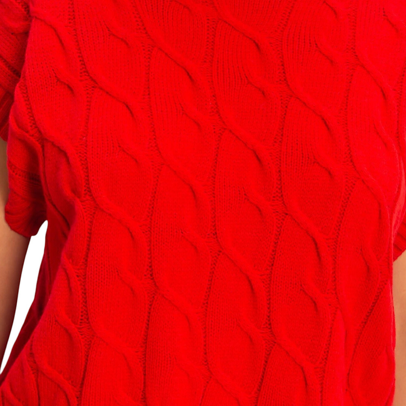 Red Oversized Cable Knit Sweater Vest