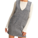 Charcoal V-Neck Sleeveless Knit Mini Dress