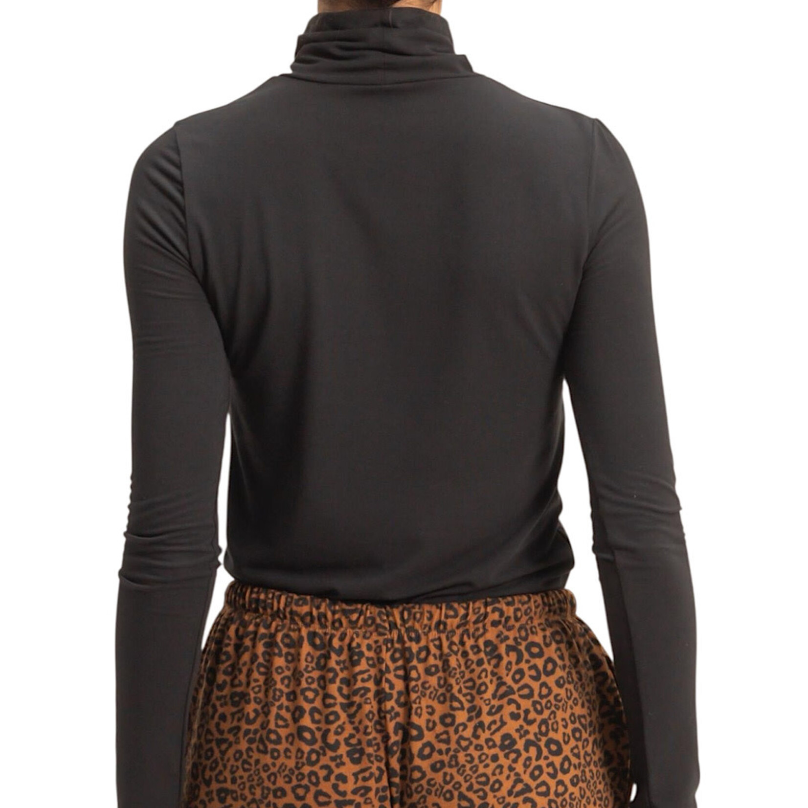 Black Turtleneck Long Sleeve Fitted Top