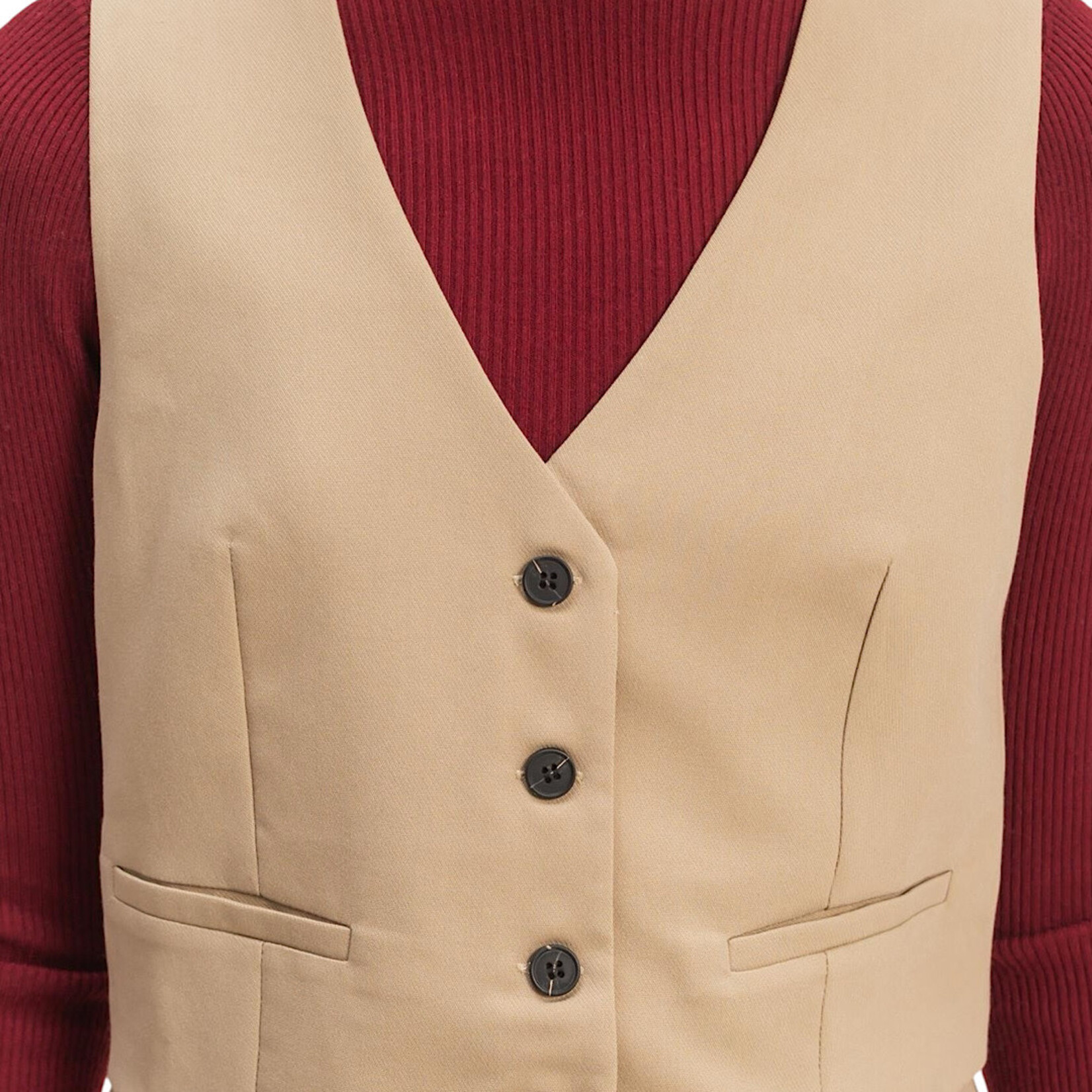 Dark Taupe Tailored Button Down Vest