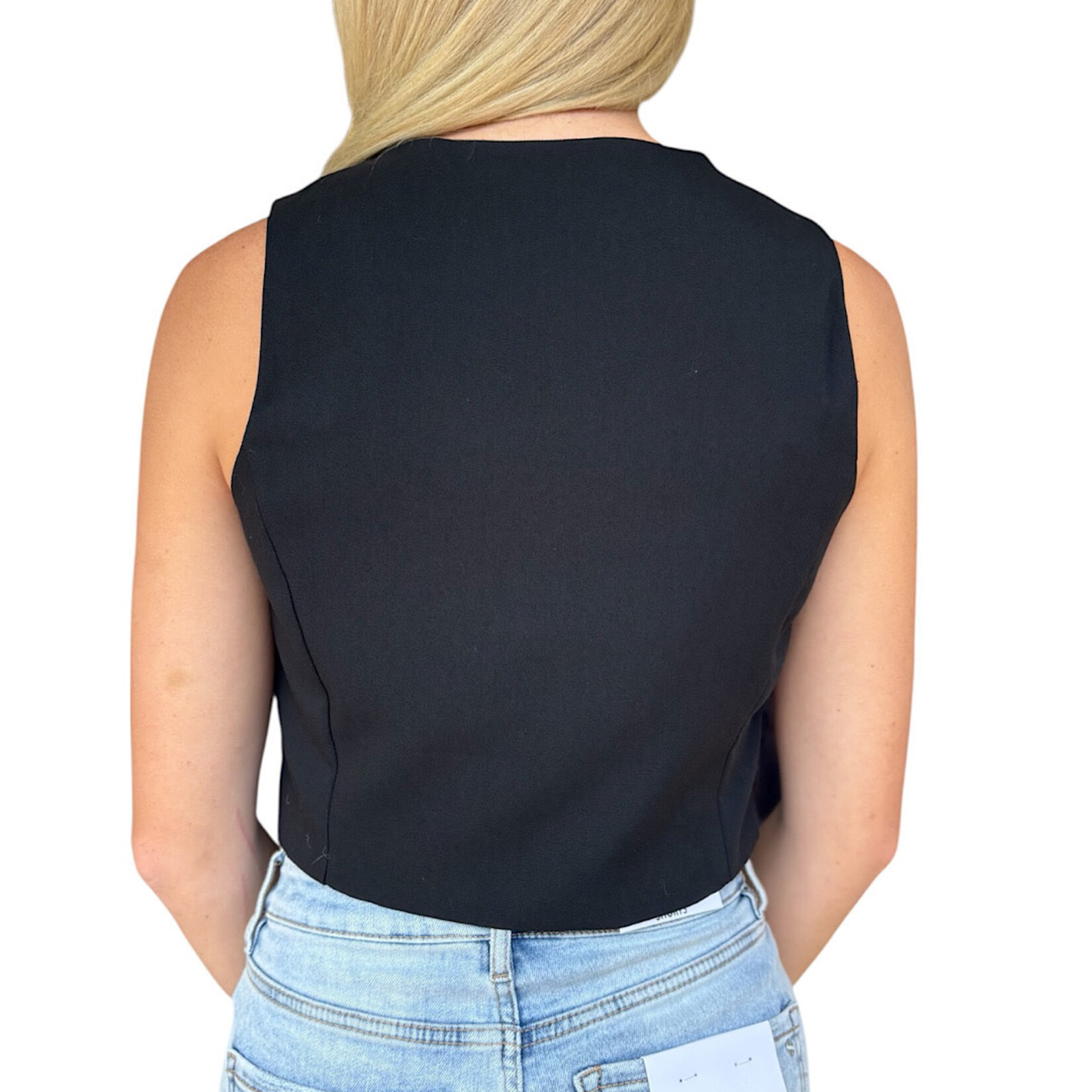 Black Tailored Button Down Vest
