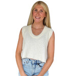 Cream Scoop Neck Sleeveless Knit Vest