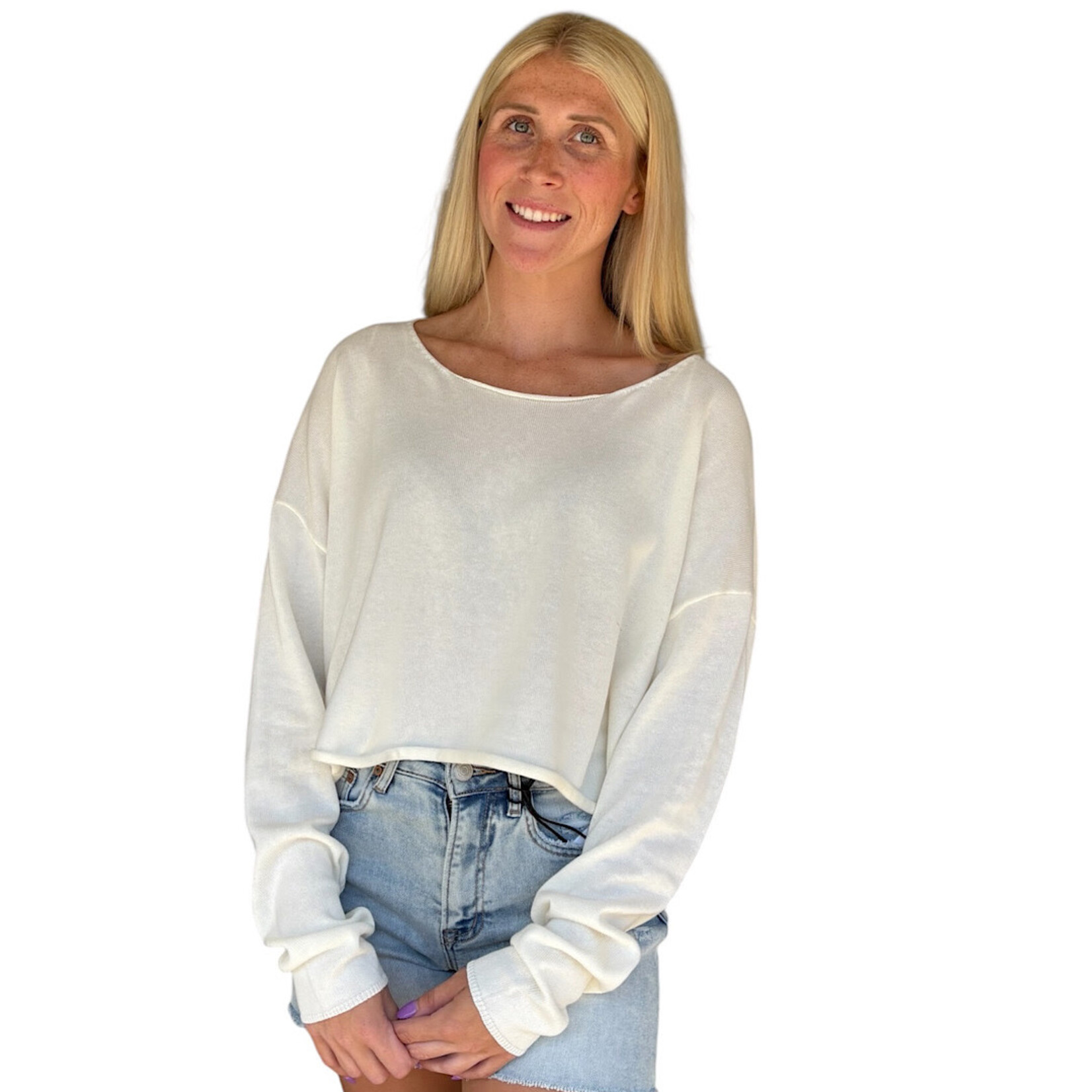 Whip Cream Wide Neck Drop Shoulder Sweater