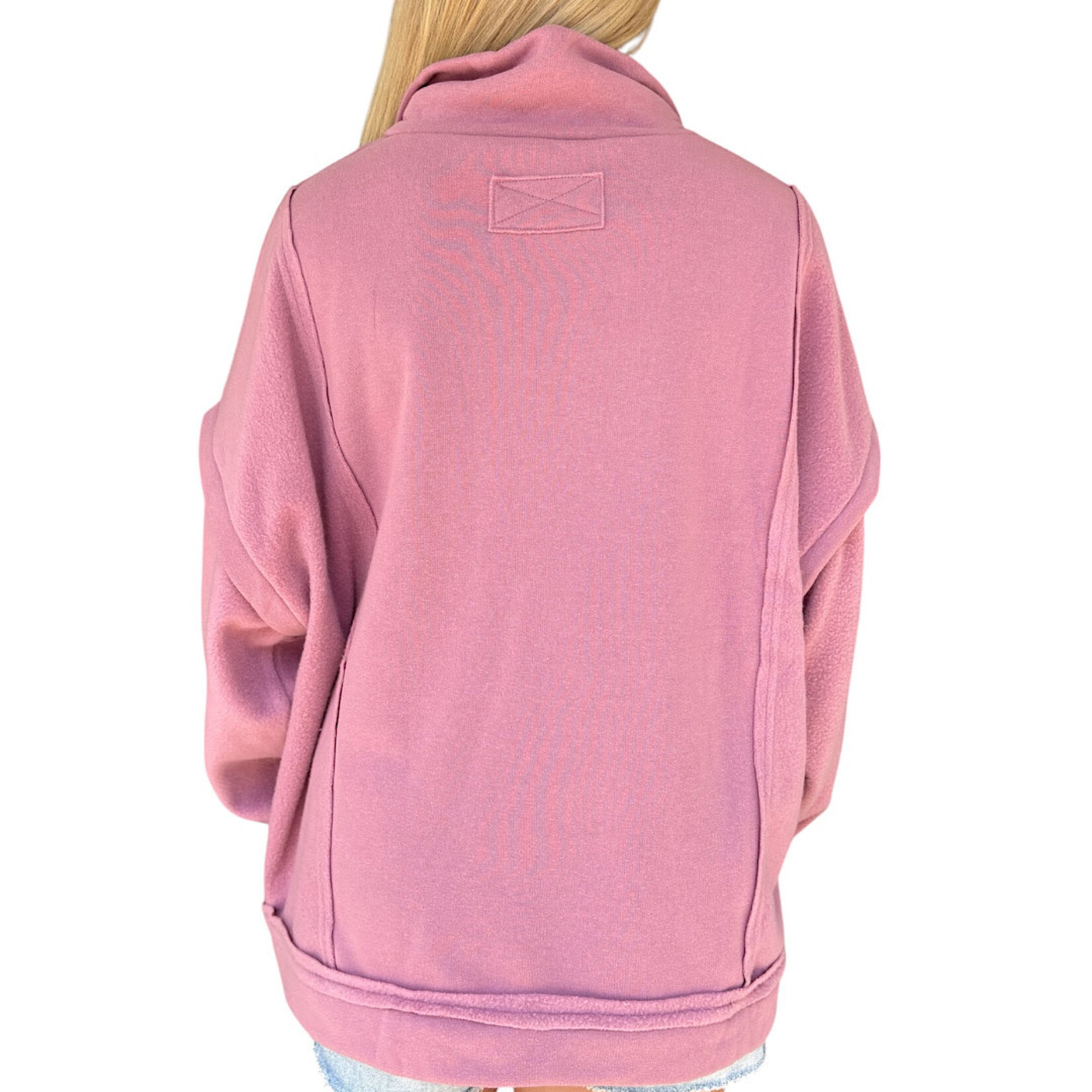 Curvy Mauve Mock Neck Quarter Zip Sweatshirt