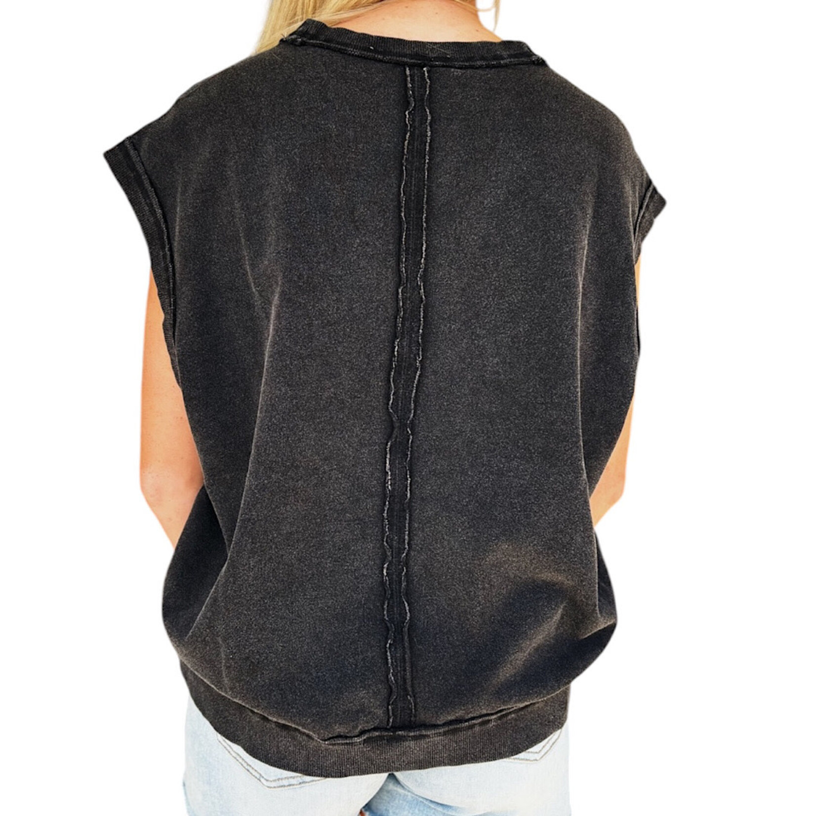 Black V-Neck Sleeveless Casual Vest