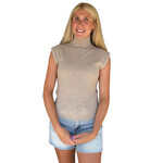 Taupe High Neck Sleeveless Knit Top