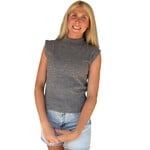 Charcoal High Neck Sleeveless Knit Top