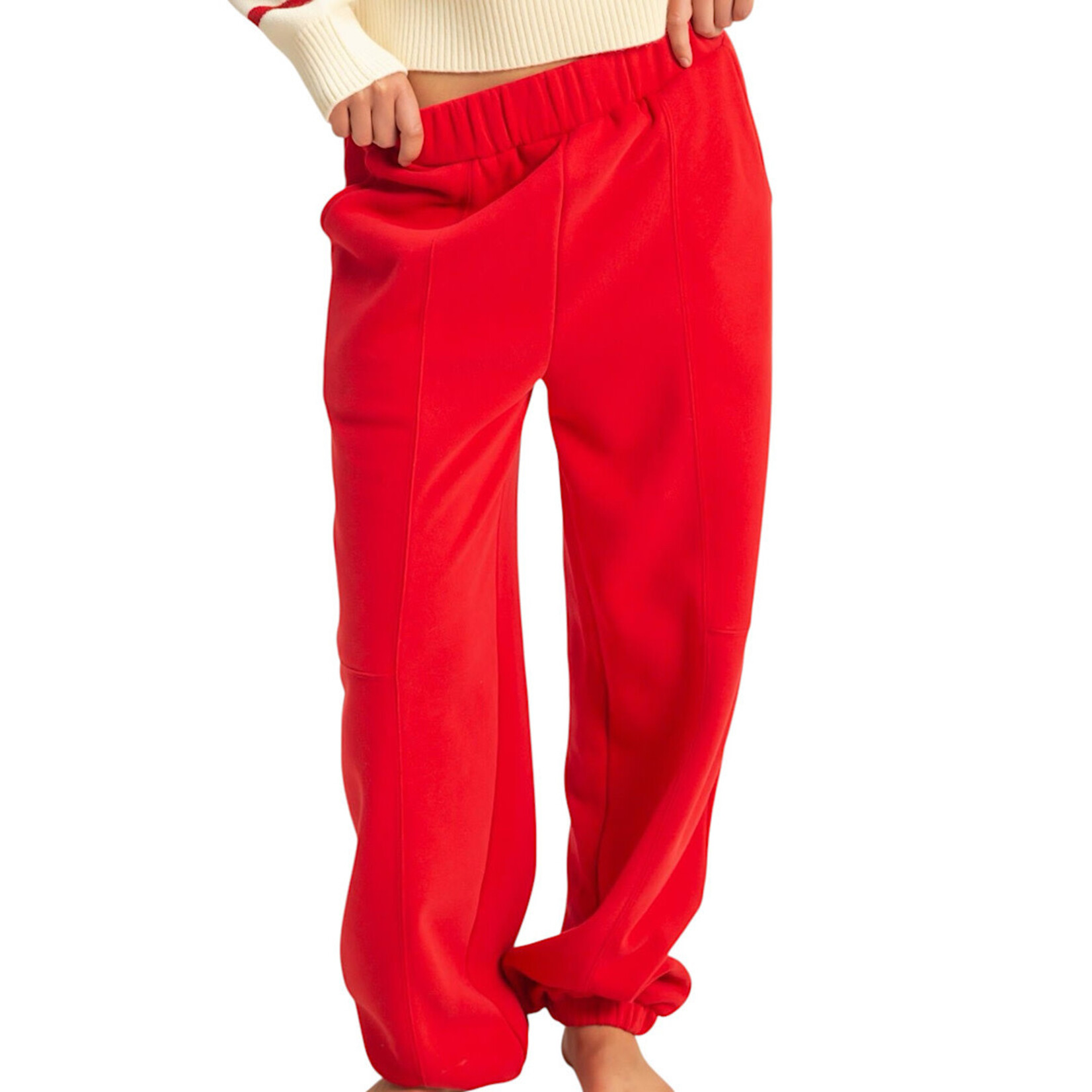 Red Seam Detail Jogger Pants