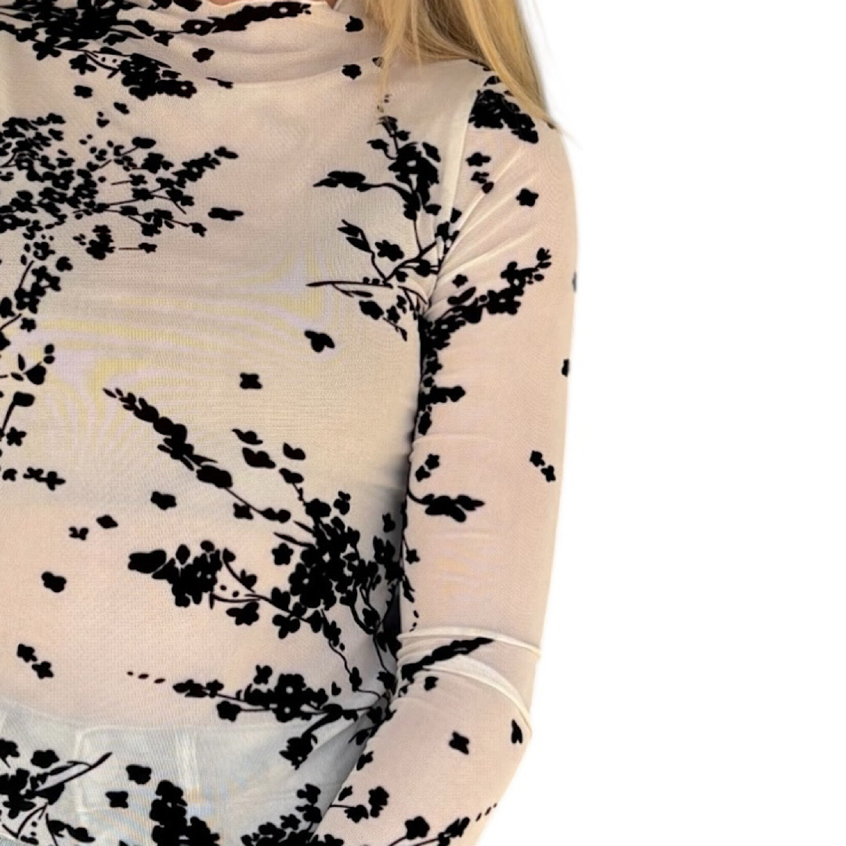 Cream Floral Mesh Top