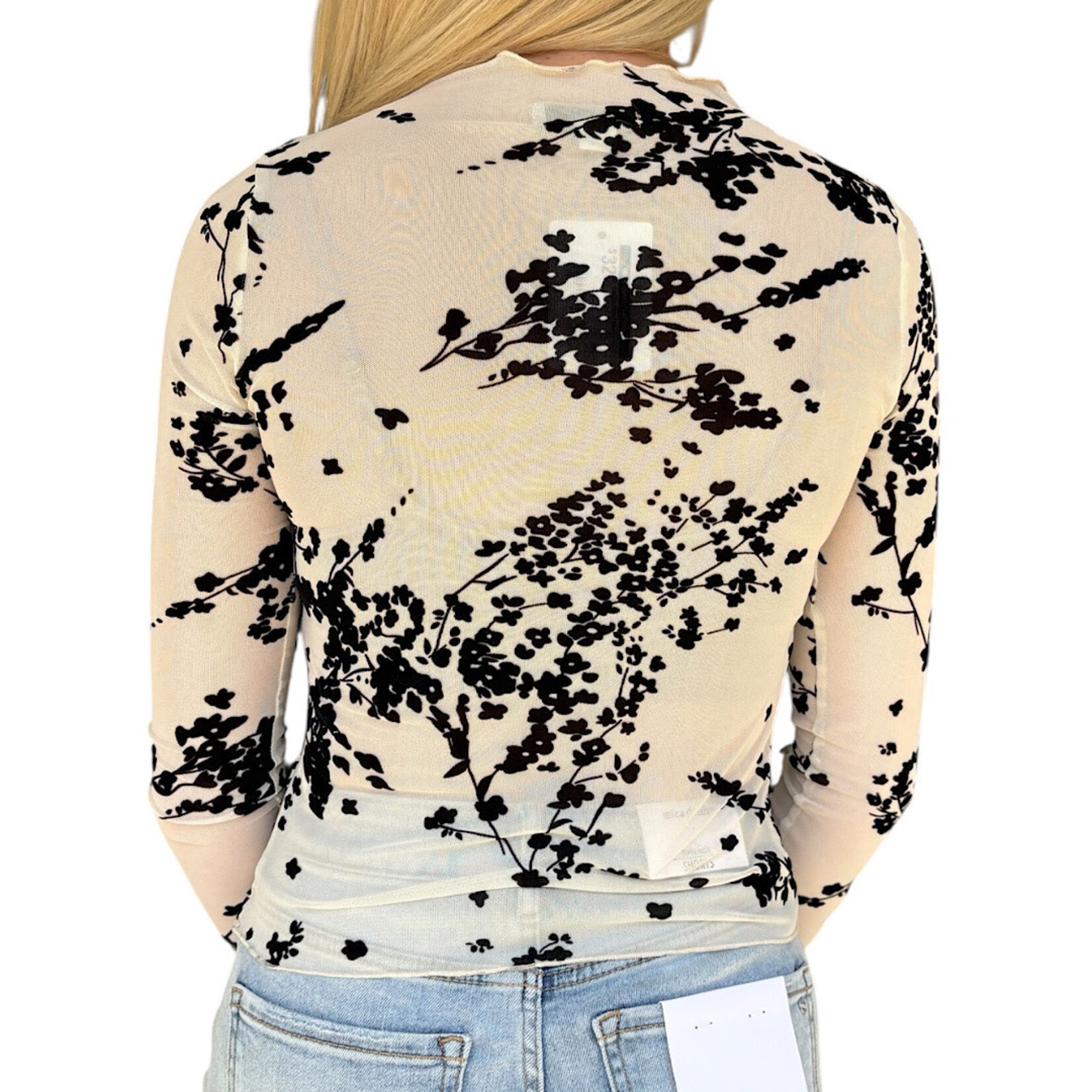 Cream Floral Mesh Top