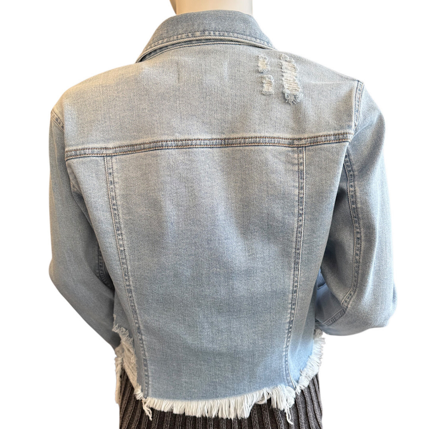 Risen RDJ1119  Distressed Vintage Frayed Hem Jacket S