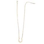 14K Gold Dipped Chain Necklace with CZ Horseshoe Pendant