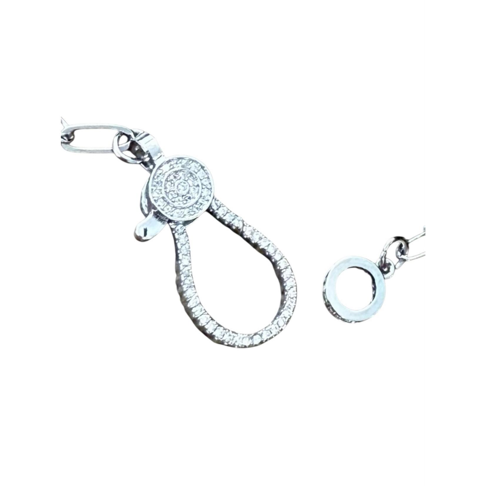White Gold Paper Clip Necklace with CZ Lock Clasp