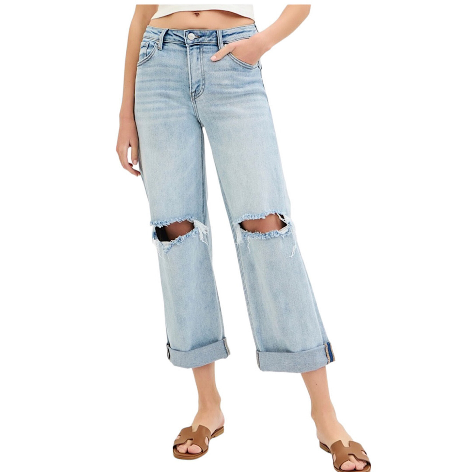 Risen PGA21136 Light Mid Rise Boyfriend Fit with Cuff