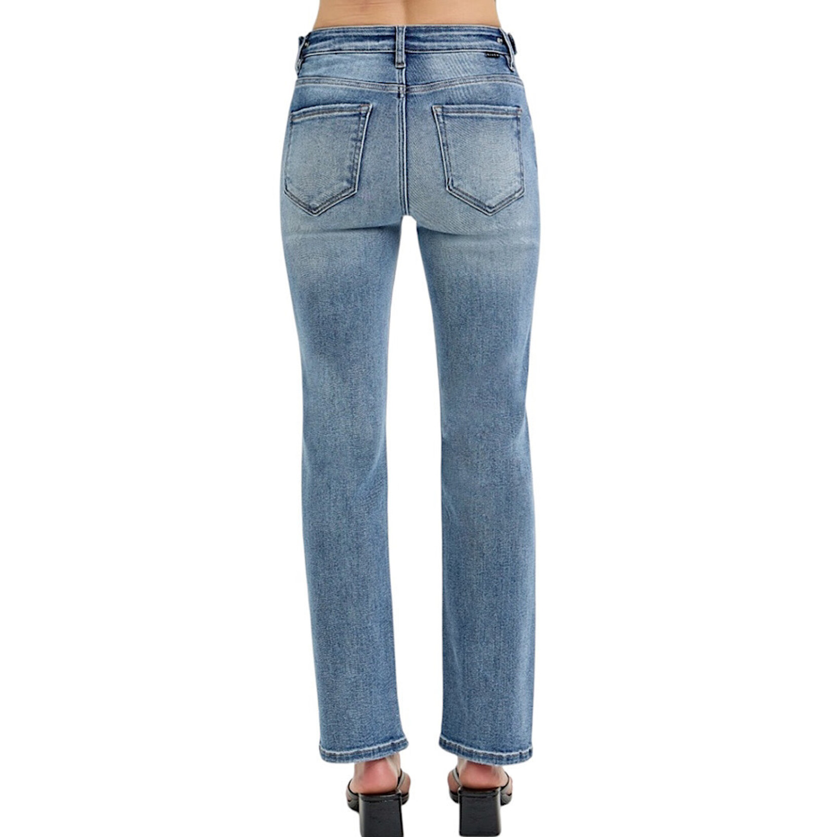 Risen RDP5985 Medium TC-High Rise Ankle Straight Adjustable Waistband Jean