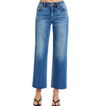 Risen PSC21134 Medium TC Mid Rise Crop Straight Clean Cut Hem Jean