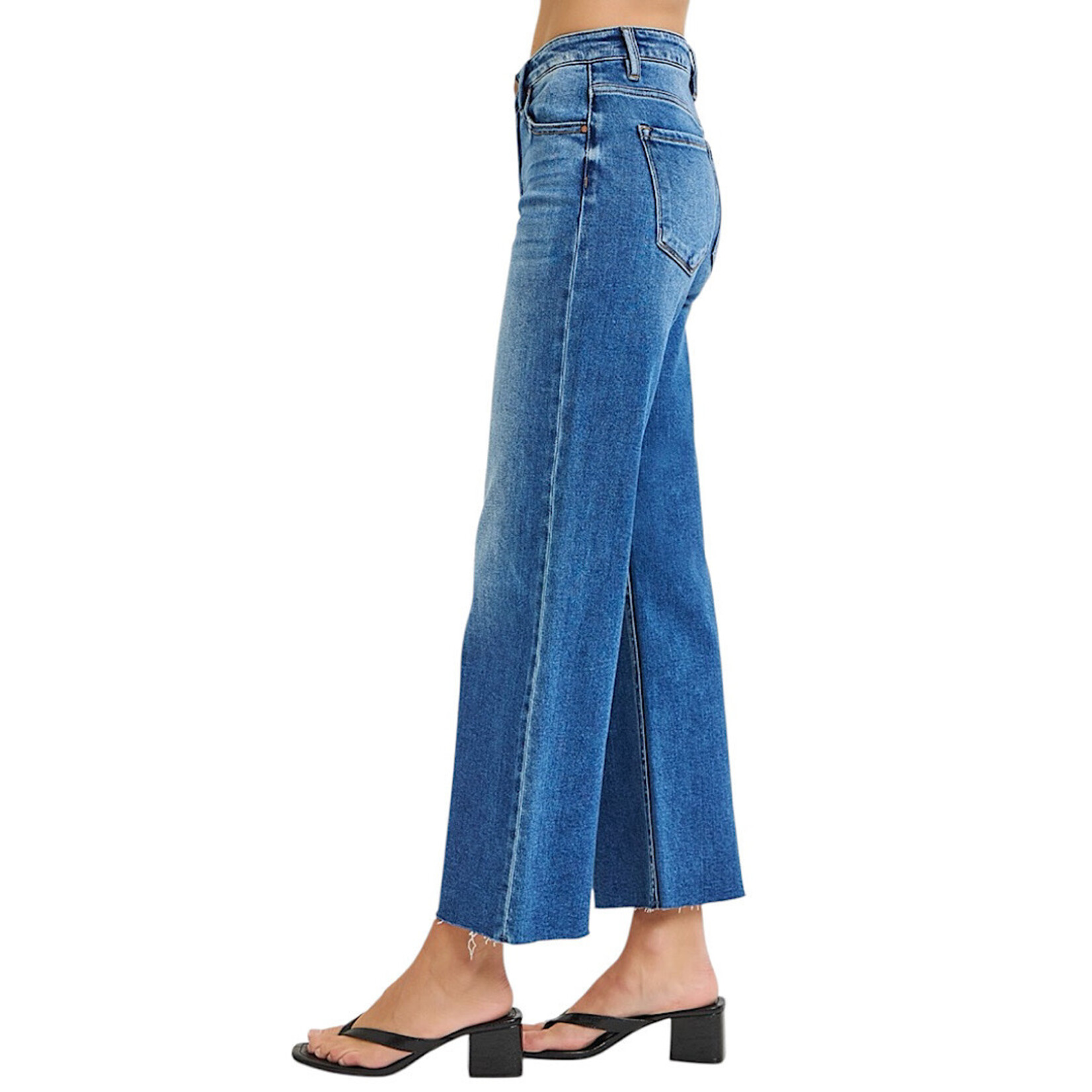 Risen PSC21134 Medium TC Mid Rise Crop Straight Clean Cut Hem Jean