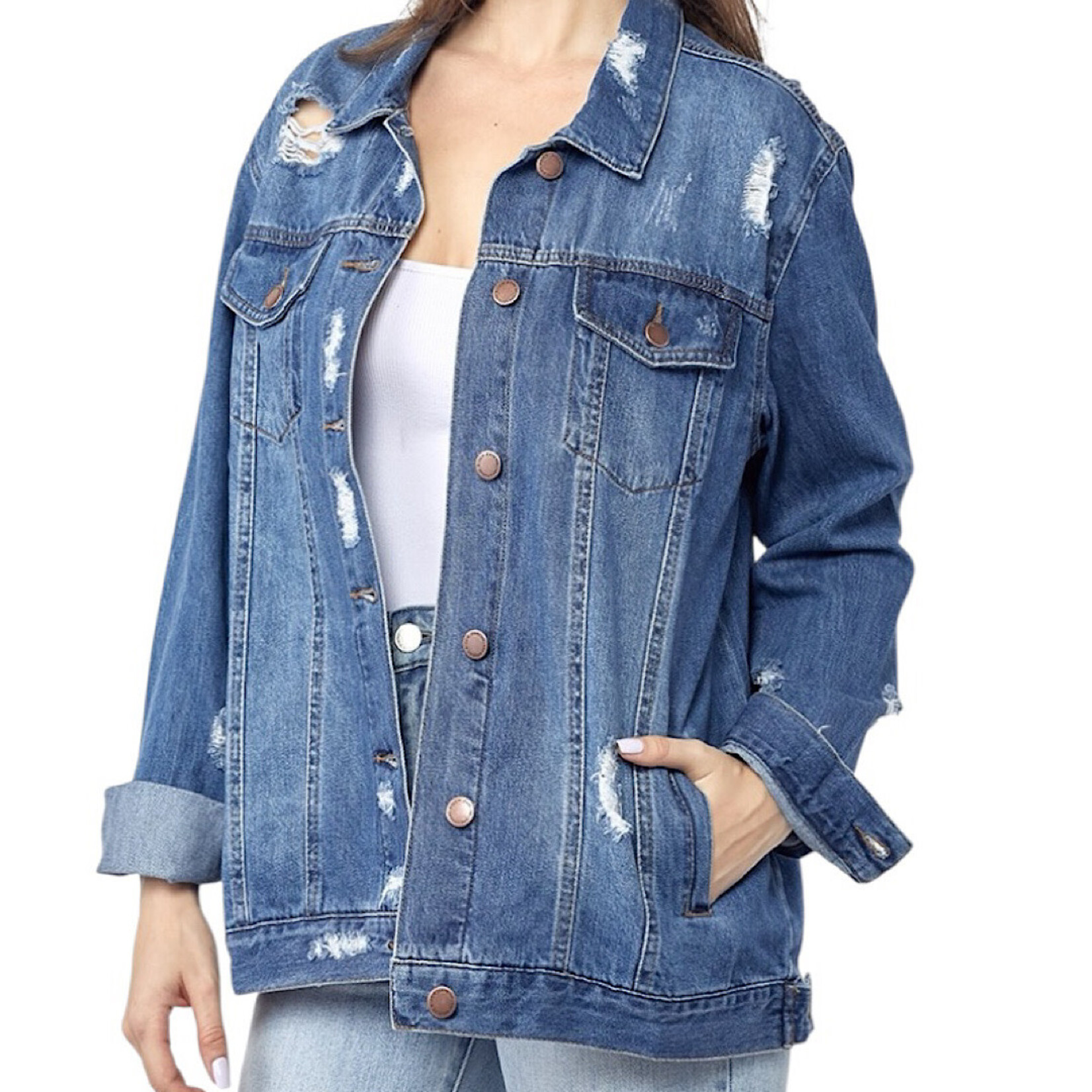 Risen RDJ1113 Medium Loose Fit Distressed Jacket