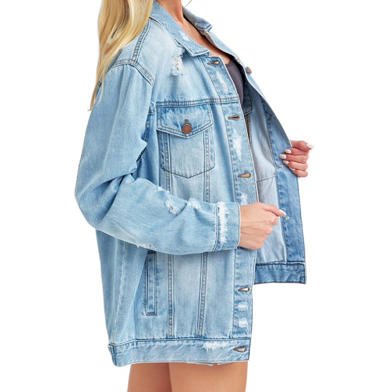 Risen RDJ1113 Light Loose Fit Distressed Jacket