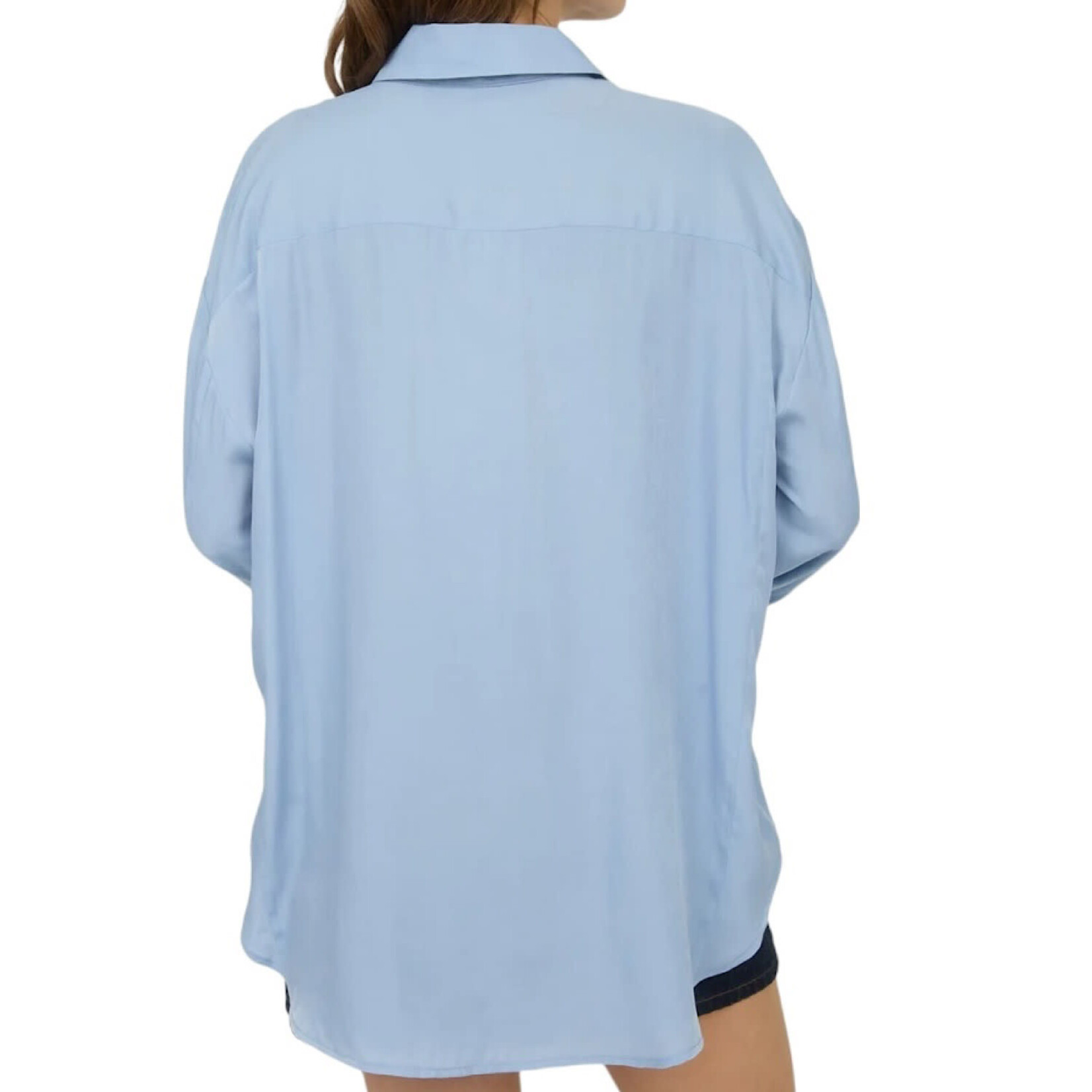 Chambray Plus Oversized Button Down Long Sleeve Shirt