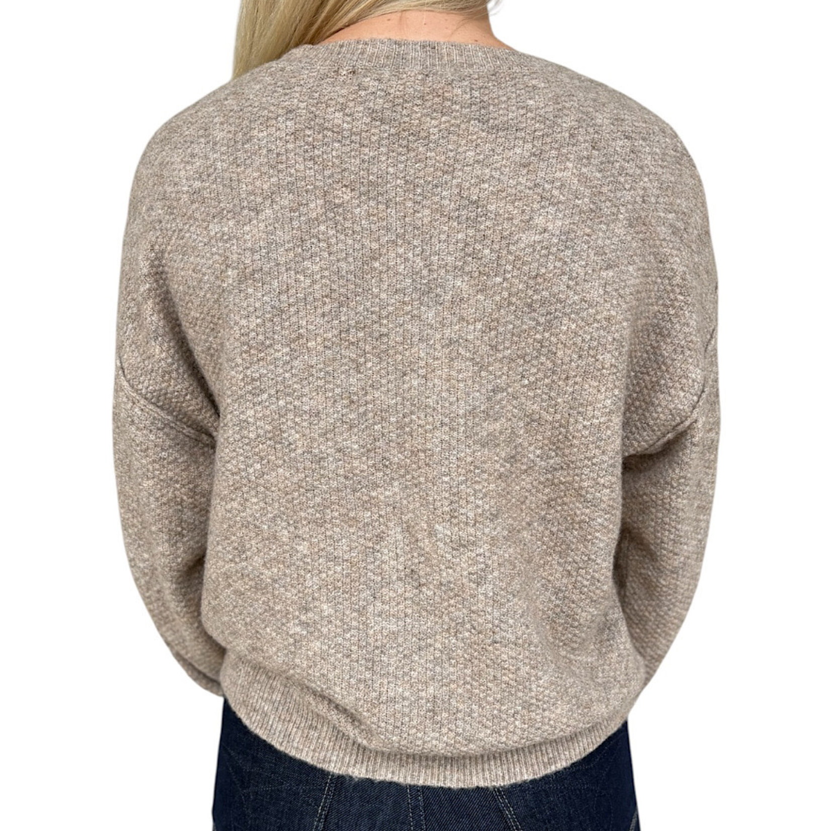 Khaki Ribbed Trim Button Down Long Sleeve Knit Cardigan