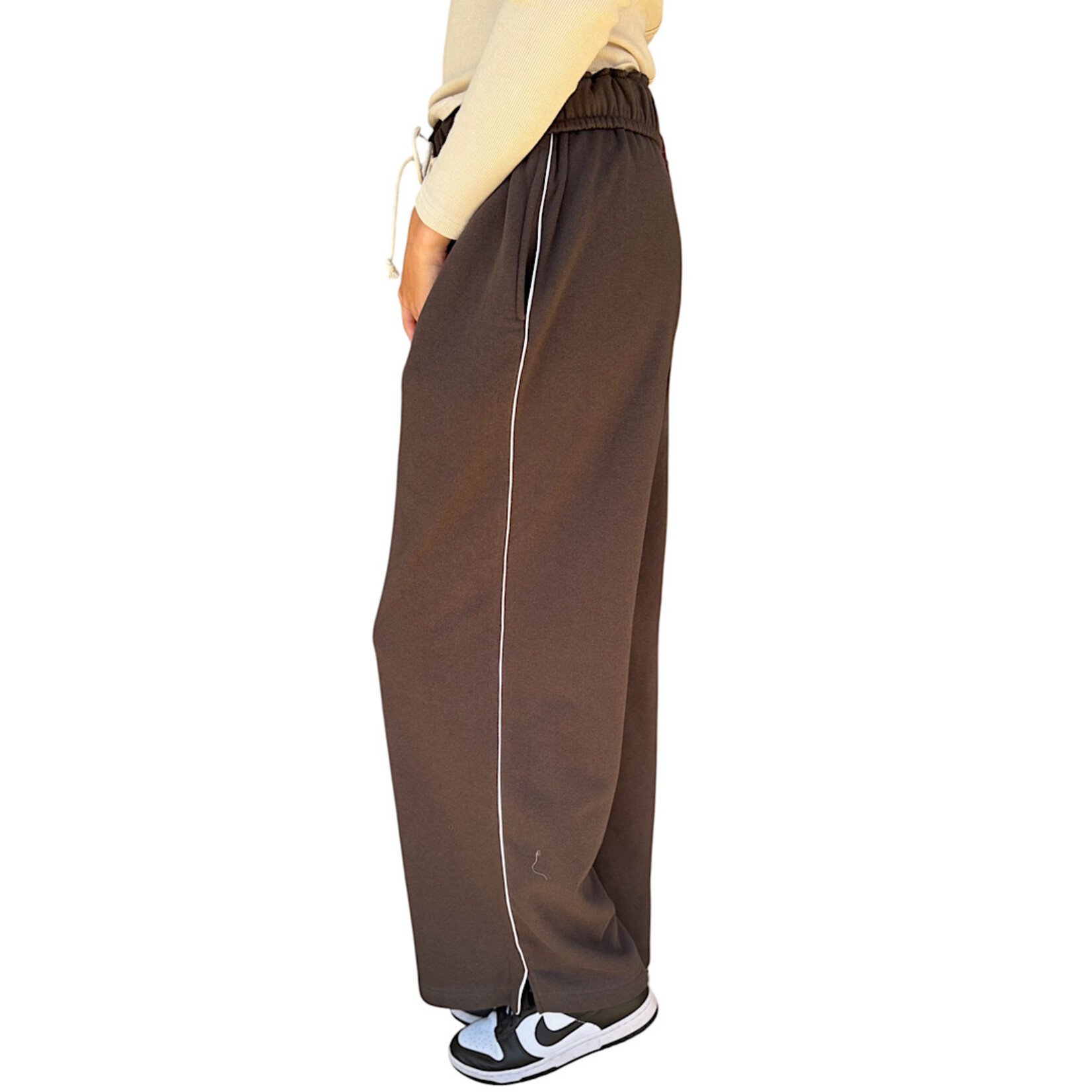 Charcoal Fold Over Drawstring Waist Wide Leg Lounge Pants